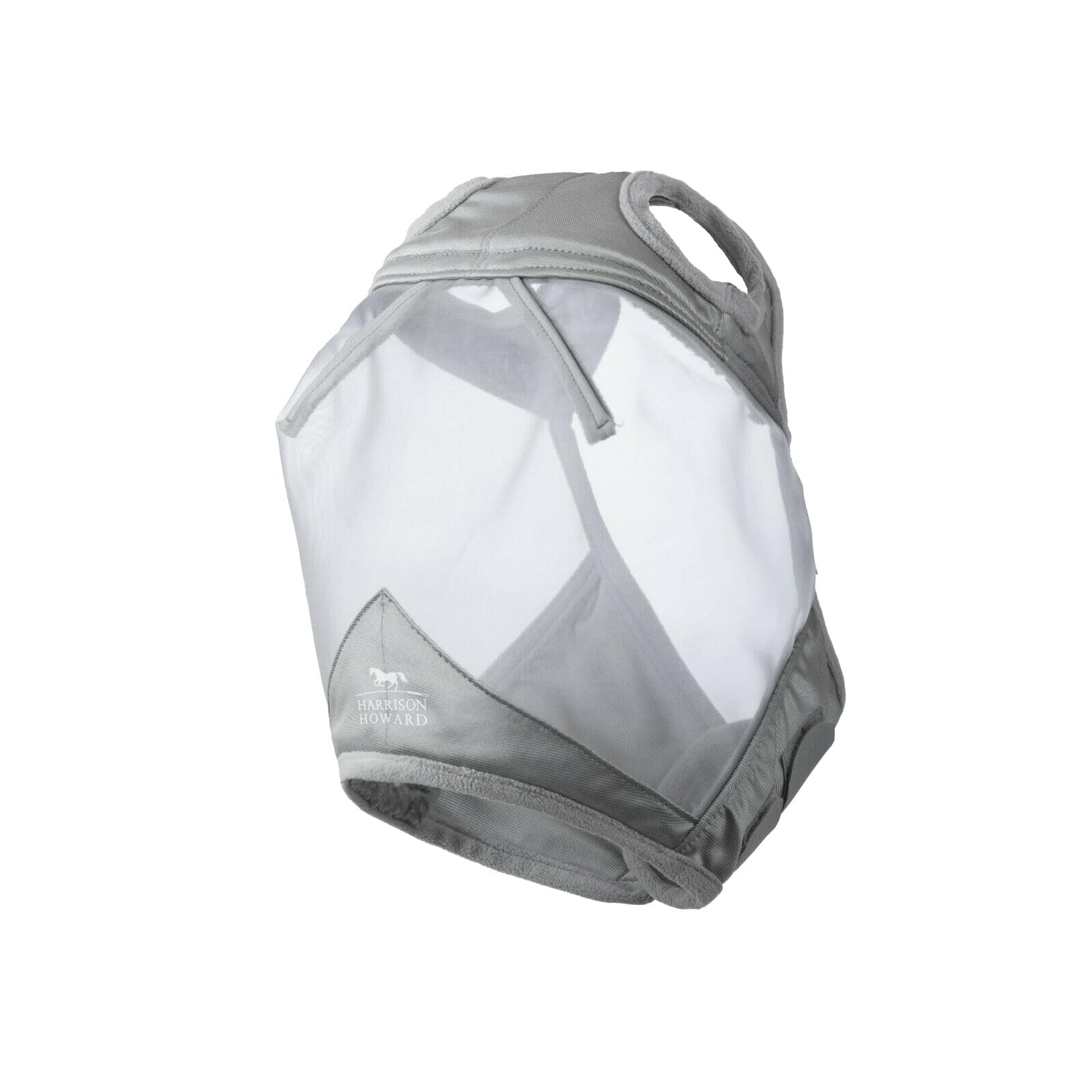 Close-up of the Harrison Howard CareMaster fly mask showing the fine mesh and fleece padding.