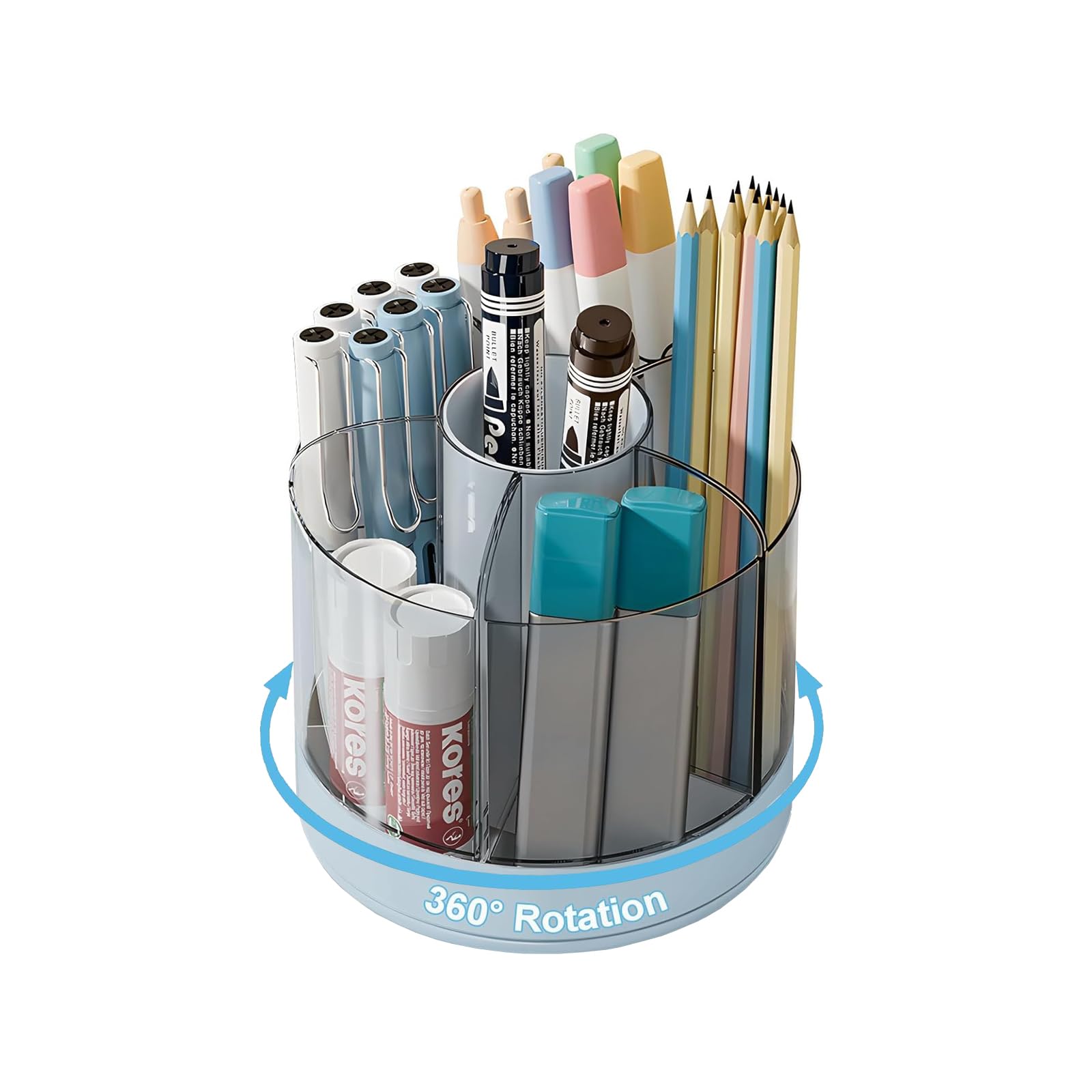 Schreibtisch-Aufbewahrungsbox, Schreibtisch-Stiftehalter, 6 Fächer, um 360 Grad drehbar, Schreibtisch-Stift-Organizer for Schreibtisch, Büro-Schreibtisch-Organisation, Kunstbedarf-Aufbewahrungs-Organi