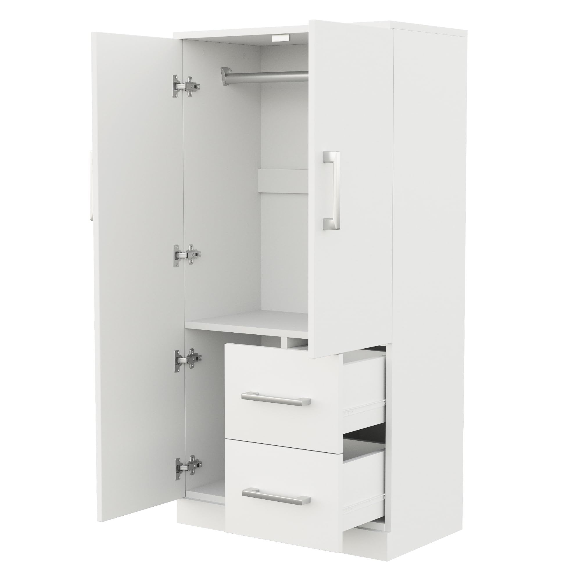 Armadio Bambini 2 Ante Legno 70x40x135 cm Bianco