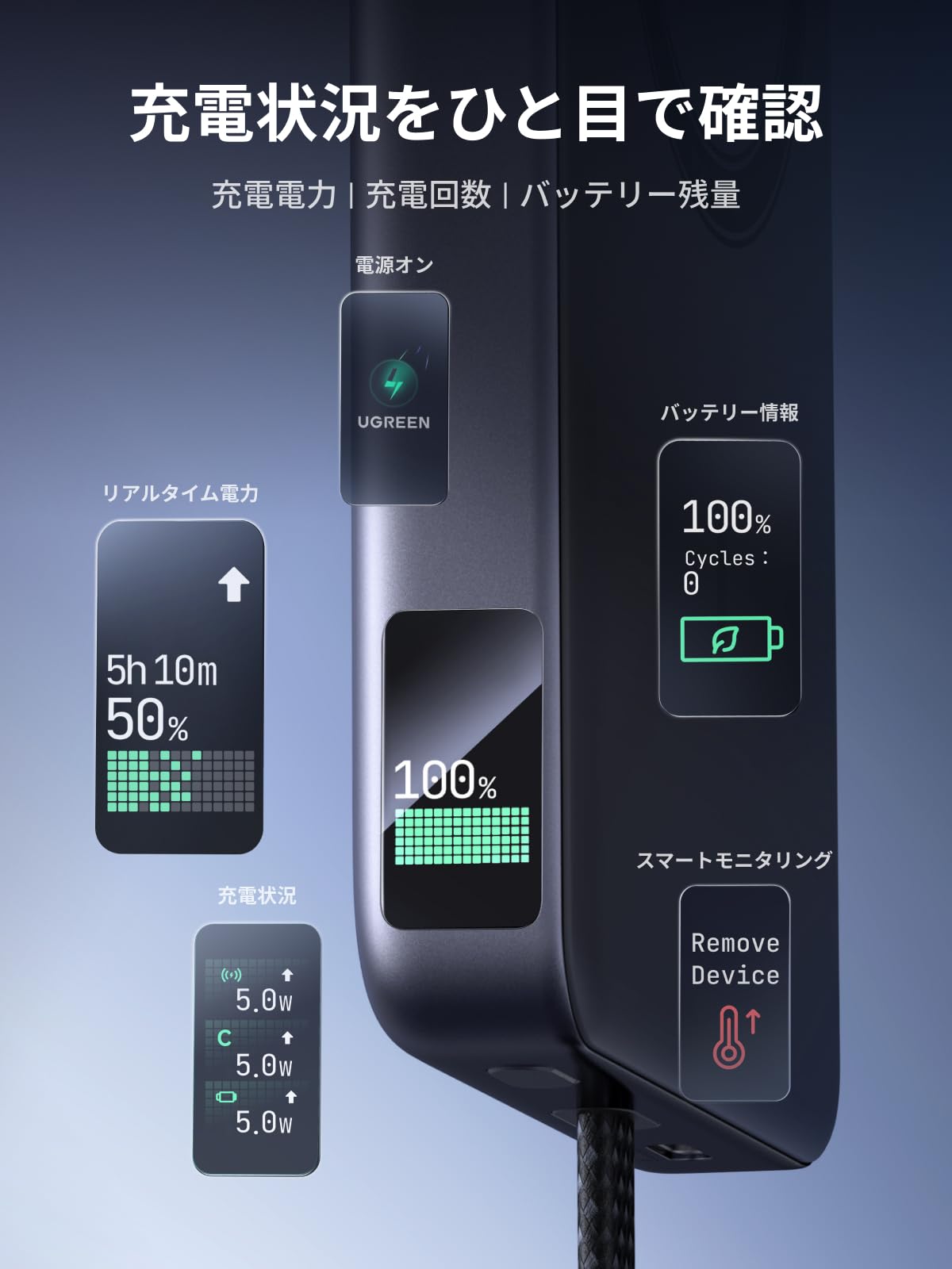 Amazon | UGREEN Magflow 液体冷却式 モバイルバッテリー 10000mAh Qi2