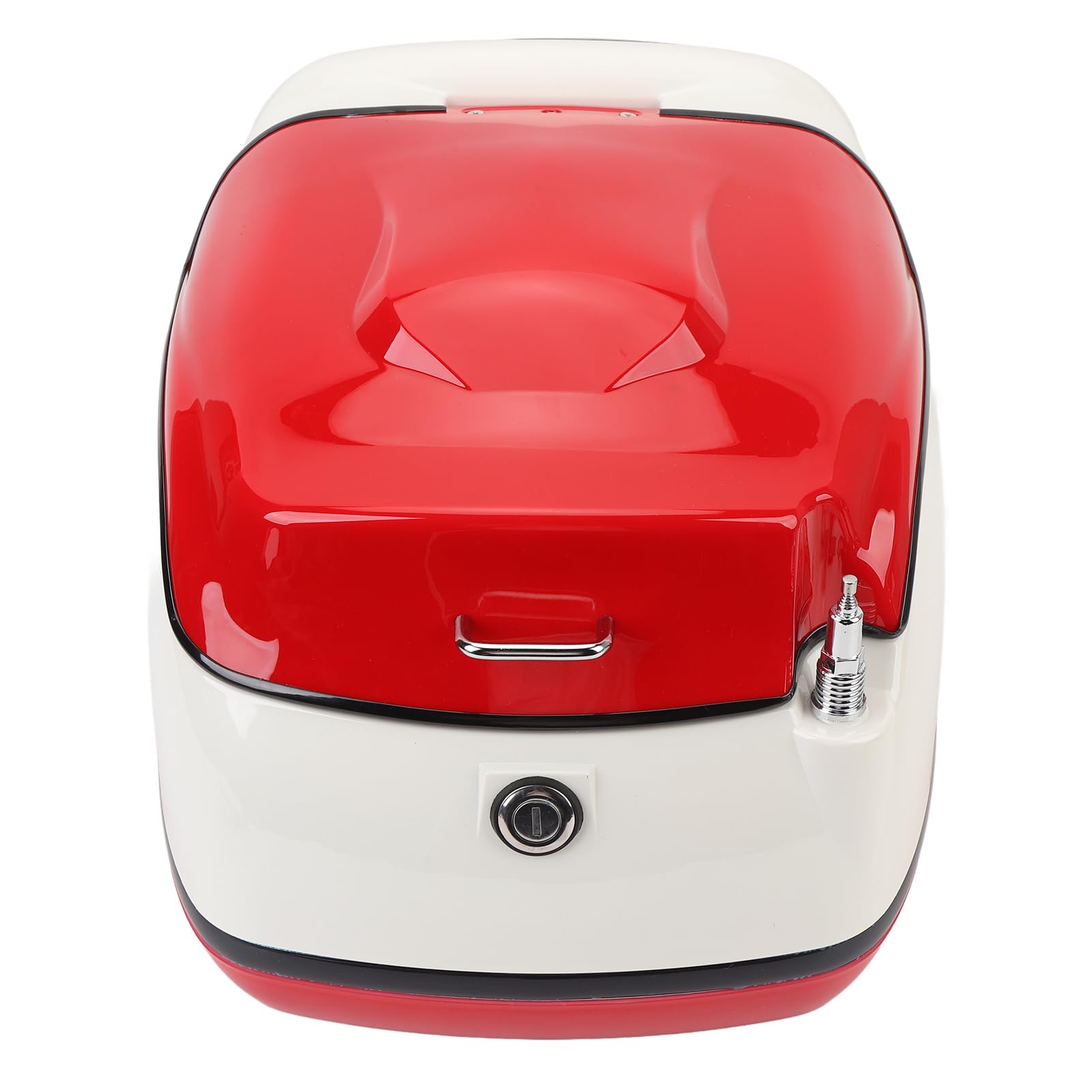 Bauletto per Moto da 38 Litri, Resistente All'acqua, Elegante, per Scooter, Motocicli, con Serratura a Chiave, Materiale ABS (rosso bianco)