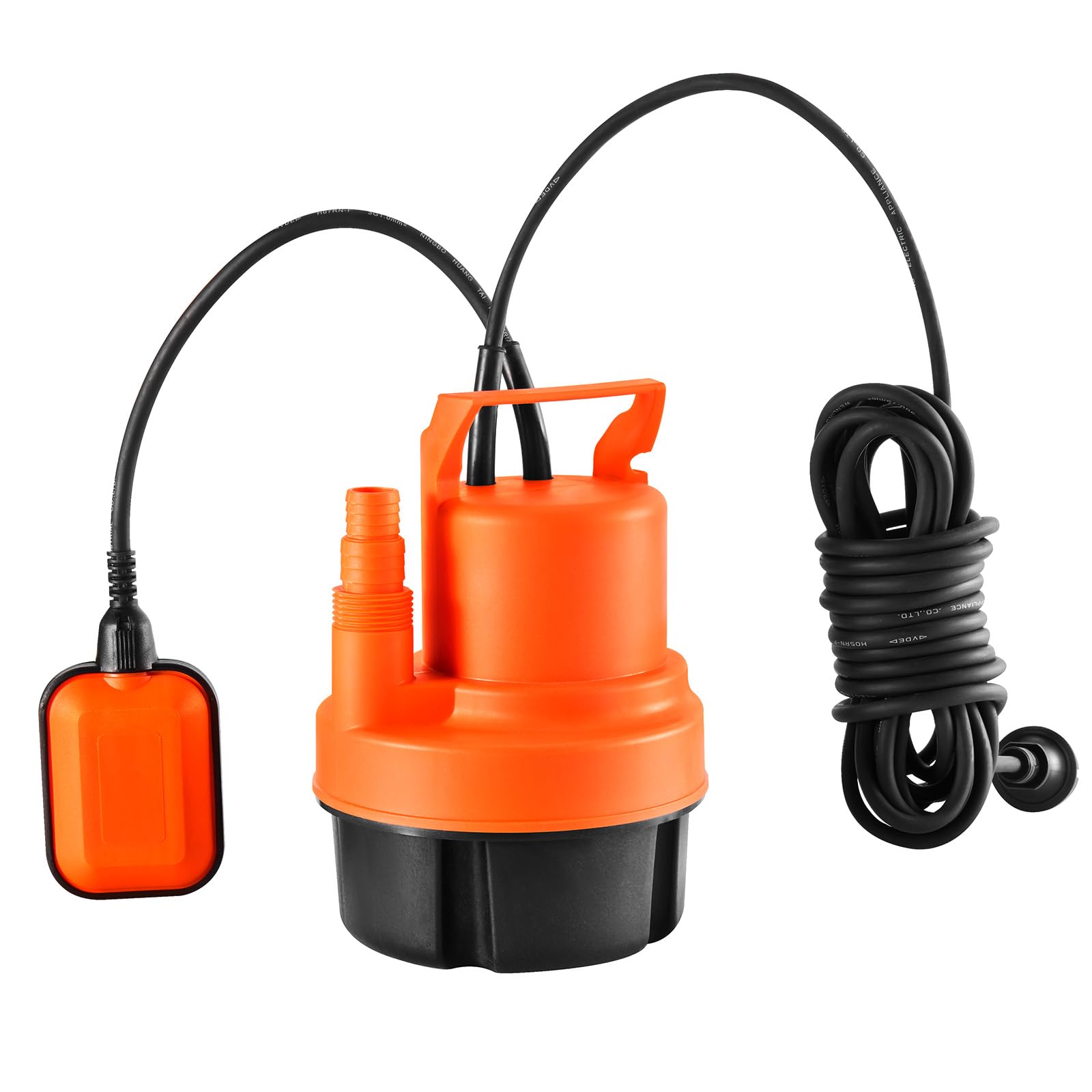 VEVOR Pompe utilitaire, 320 W, pompe à eau submersible portable, 6000 L/H de haut débit, hauteur de levage 7 m, avec cordon d'alimentation 3 m pour drainer l'eau de la piscine, du jardin, du sous-sol