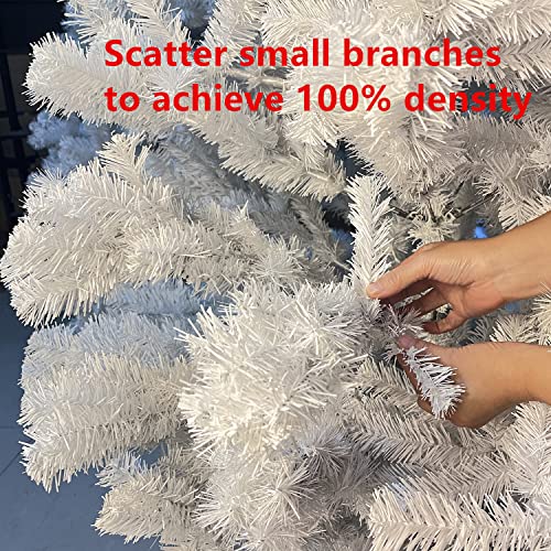 Joy-Tech 8Ft White Christmas Tree, Automatic Open,Premium Hinged Artificial Christmas Pine Tree With 1700 Branch Tips And Metal Base For Home, Office, Party Holiday Decoration(8Ft) #TOP5