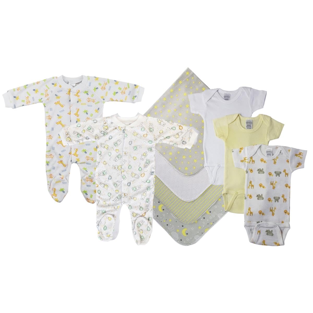 Bambini NC-0553NB Unisex Baby 9 Piece Layette Sets White & Yellow - Newborn
