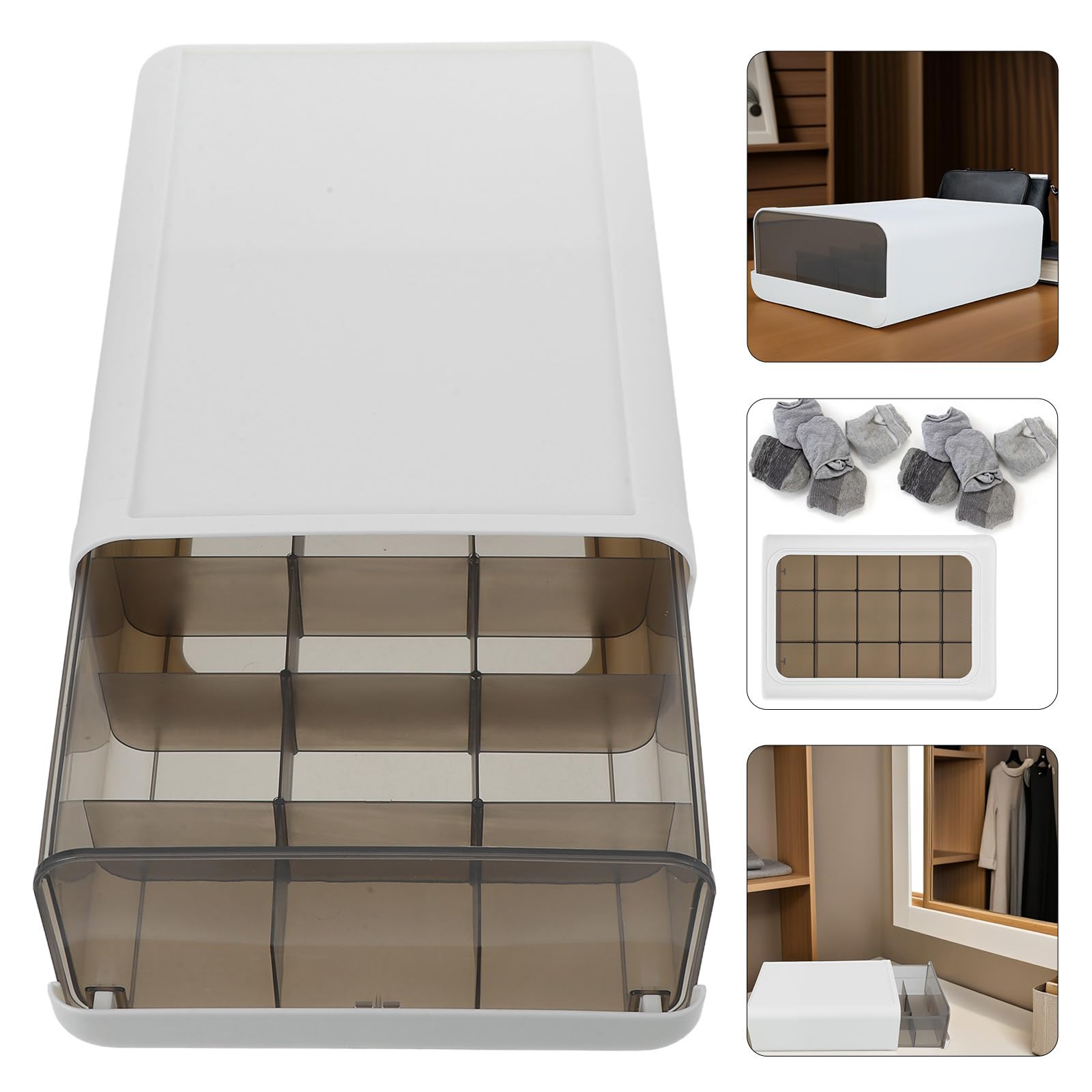 Organizer per Cassetti per Calzini e Biancheria Intima da Donna Scatola Divisoria 15 Scomparti in Plastica Robusta Organizer per Armadio e Cassetti Conservazione Anti-Polvere