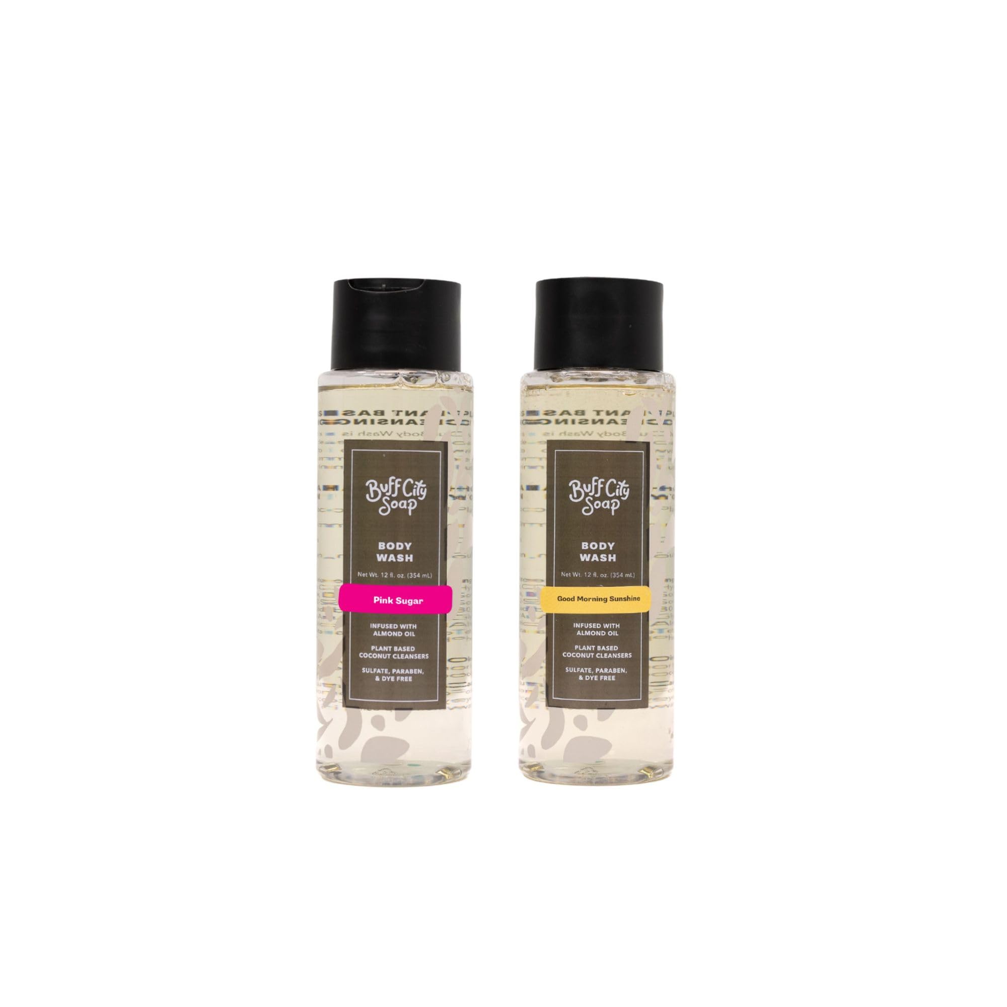 Buff City Soap Everyday Hydrating Cleanse Duo Plant-Based Body Wash Pink Sugar Good Morning Sunshine 12 fl oz
