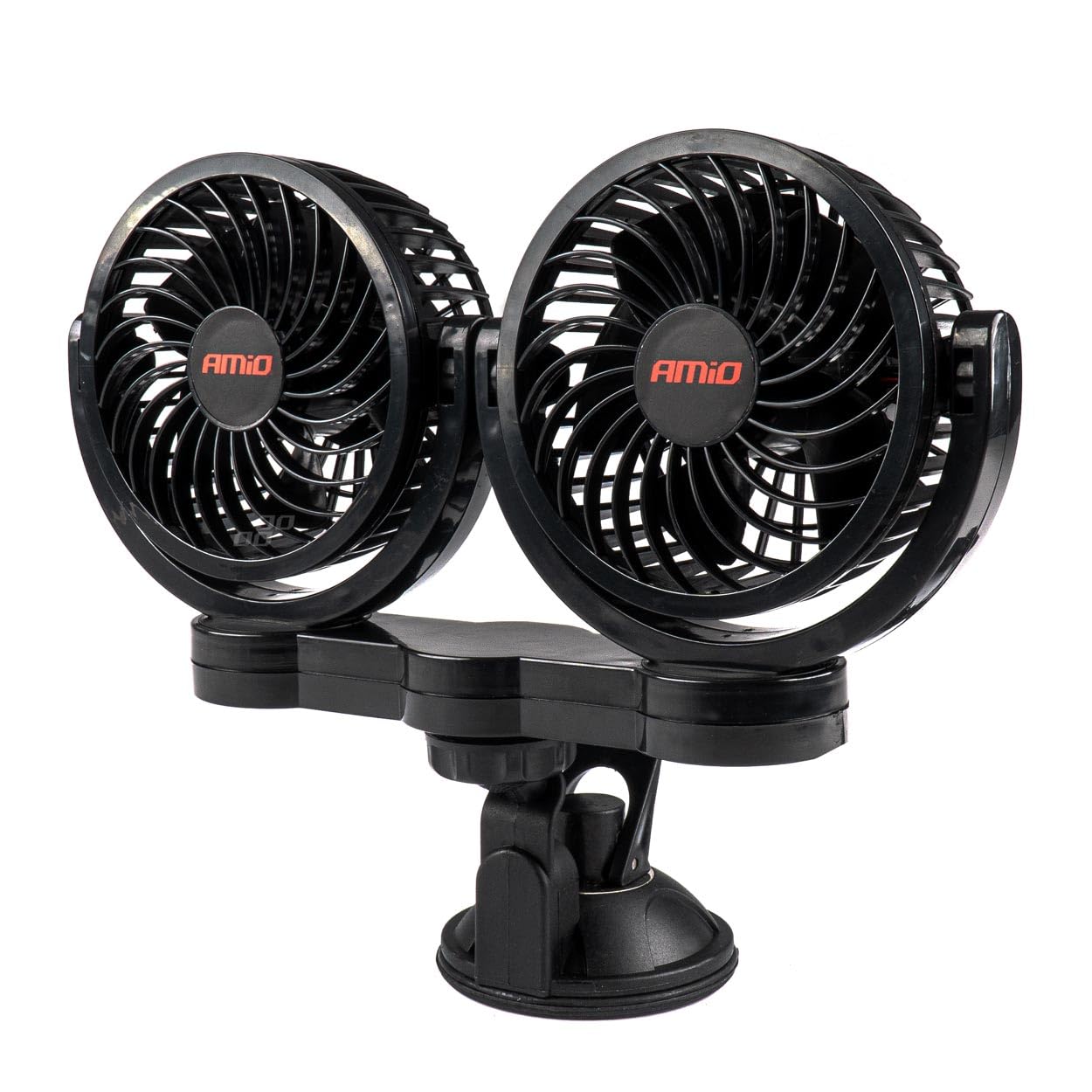 AMIO Double Ventilateur 12V Diamètre 10cm Chacun Orientable sur Ventouse