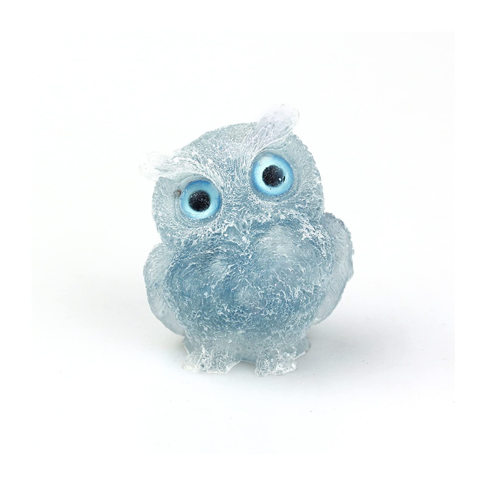 Blue Hand-Carved Natural Crystal Owl Statue, Reiki Healing Gemstone Animal Figurines Animal Carving Gemstone Statue Sculpture For Home Office Decoration Collectibles