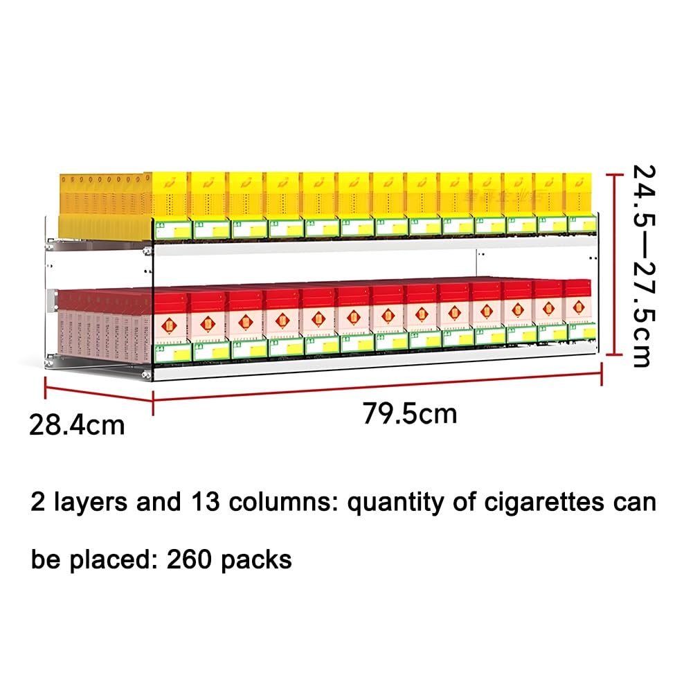 Espositore per sigarette in acrilico per supermercati Custodia rettangolare trasparente per controsoffitto/montaggio a parete 79,5x28,4x27,5 cm Organizer da banco cassa