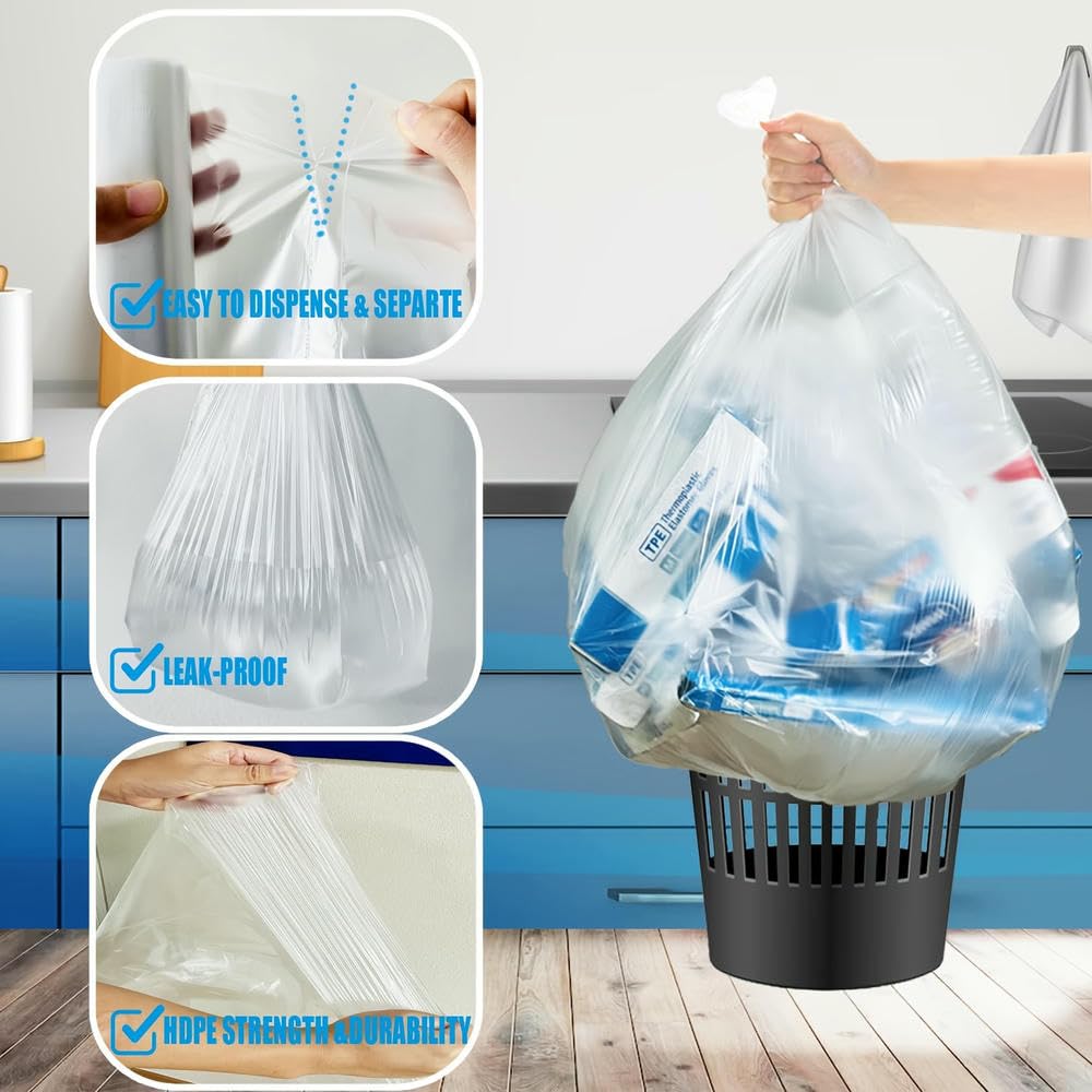 NYSDM 125 Sacchi per la Spazzatura delle Foglie del Prato Sacchi per Il Riciclaggio in plastica Trasparente Resistente Sacchi per la Spazzatura Multiuso Casa Commerciale Esterno