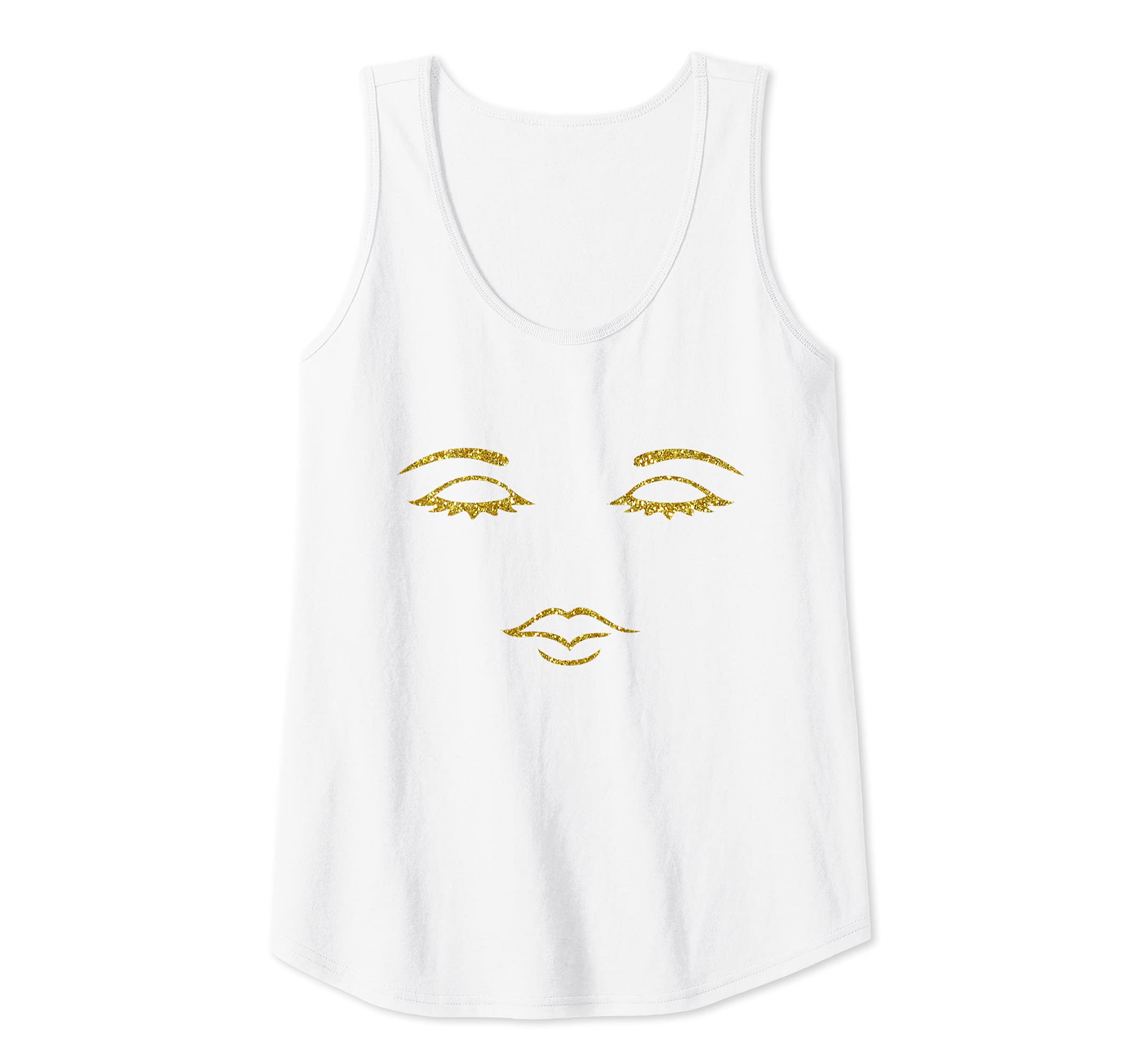Womens Sleeping Eyes with Eyelashes and red Mouth Gift Idea Tank Top, White