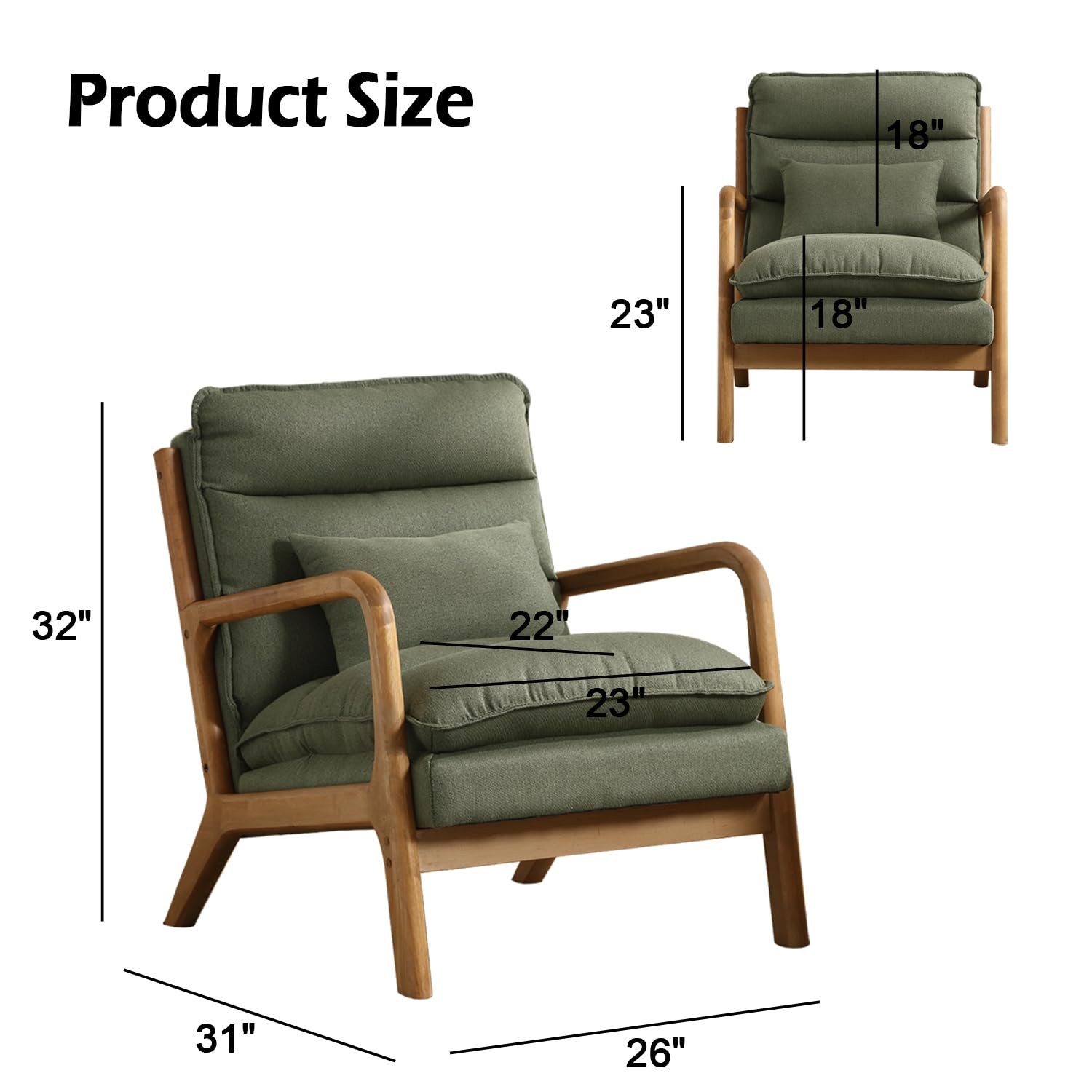 Leather Accent Chair INZOY Mid Century Modern Accent Chair With Wood ...