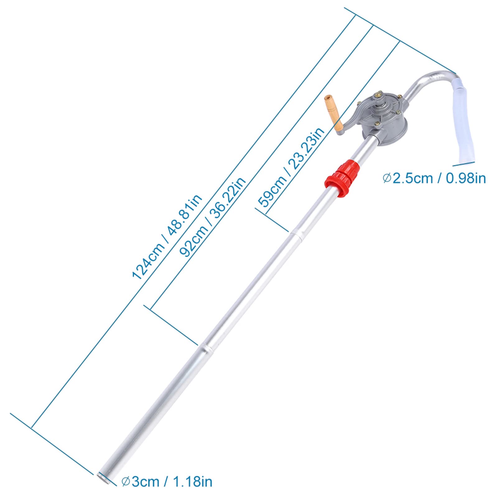 Pompe manuelle en aluminium ultra-légère pour transfert rapide de carburant, ou liquide – étanche, compatible bidons 5–20 L, avec joint renforcé et débit optimisé