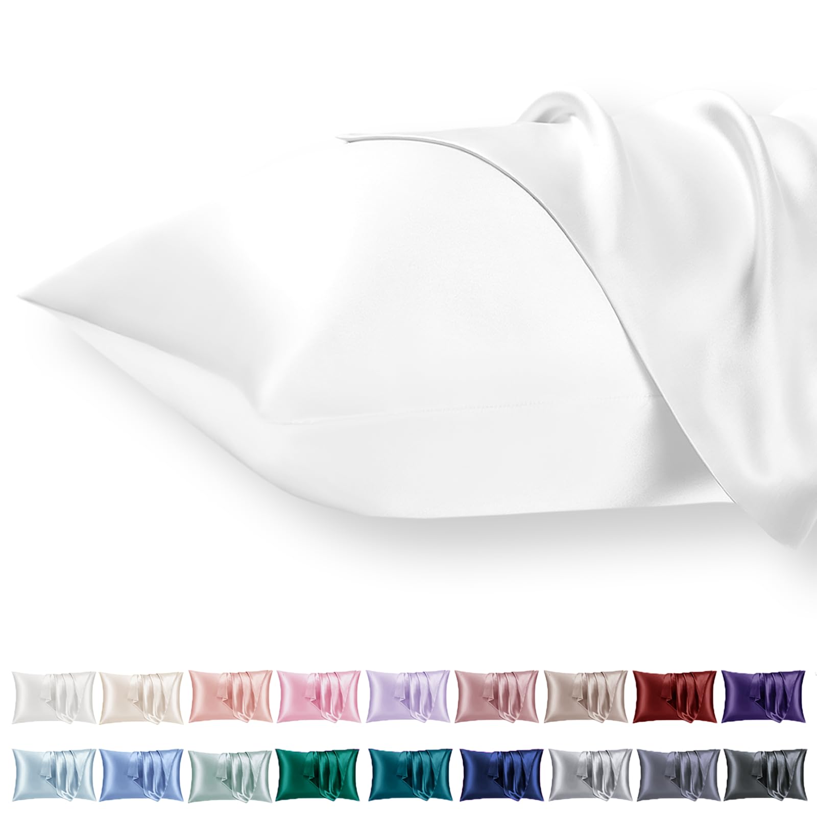 Vielit 2er Set Satin Kissnbezug mit Zip Closure