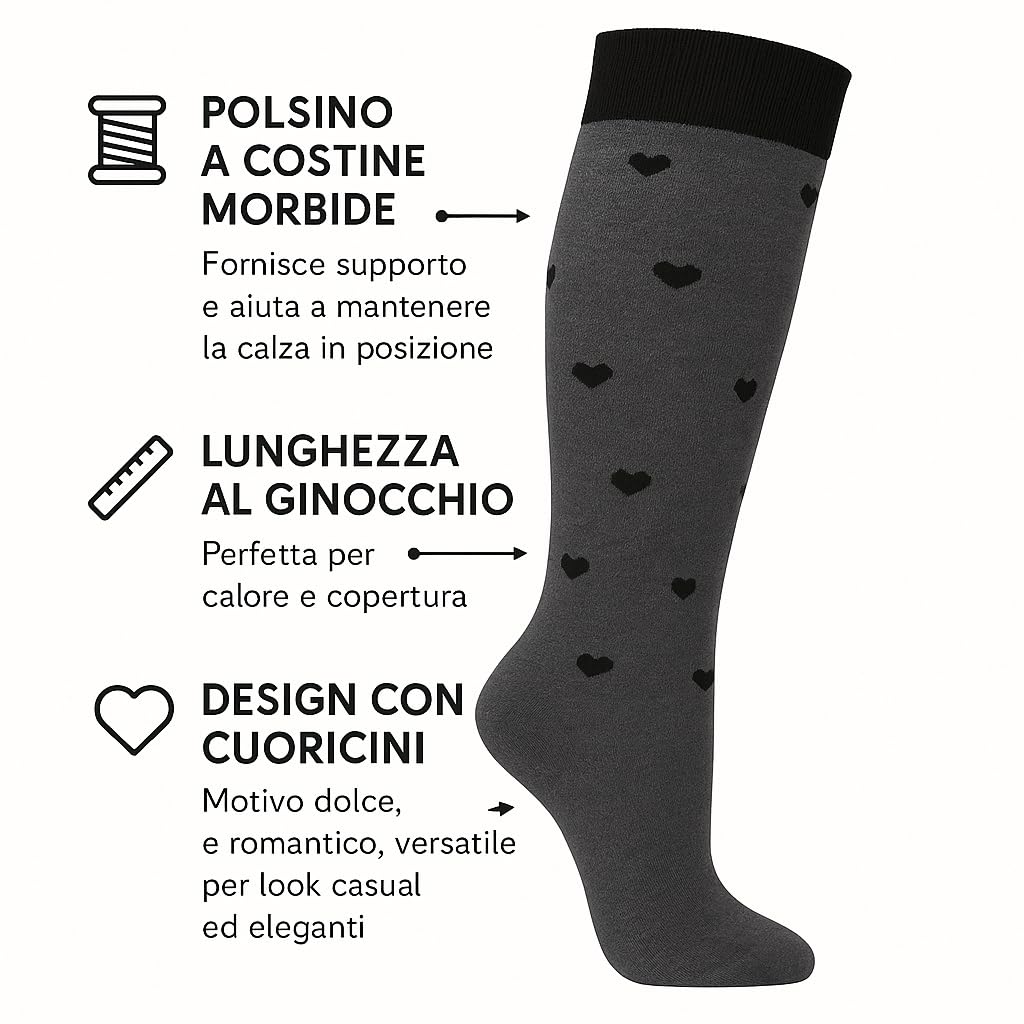 Lucchetti Socks Milano Calze Lunghe Donna Caldo Cotone, Termiche, Fantasia Colorata, Righe,Morbide e Traspiranti, Perfette per Inverno, Uso Quotidiano o Regalo,Confortevoli e Resistenti 4 Paia
