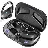 Wireless Earbuds Bluetooth Headphones 75Hrs Playtime Sport Earbuds Noise Cancellation HiFi Stereo Sound with LED Dispaly&comma; IPX7 Waterproof Bluetooth Ear buds with Earhooks for Running Gym Jet Black