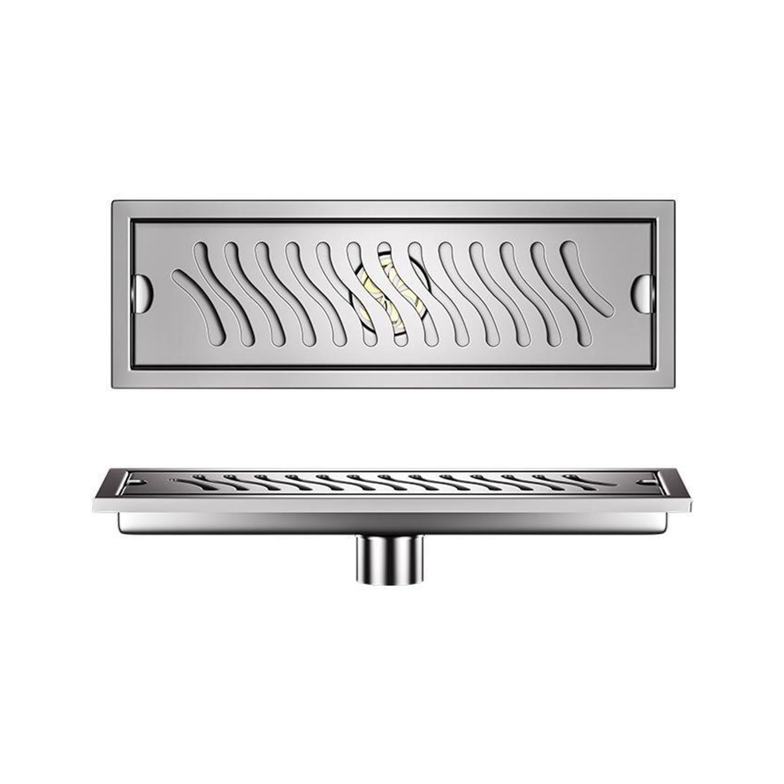 Linear Shower Drain 20-60cm Stainless Steel Bathroom Shower Floor Drain Rectangle Linear Drainage with Strainer Cover(20x10cm A)