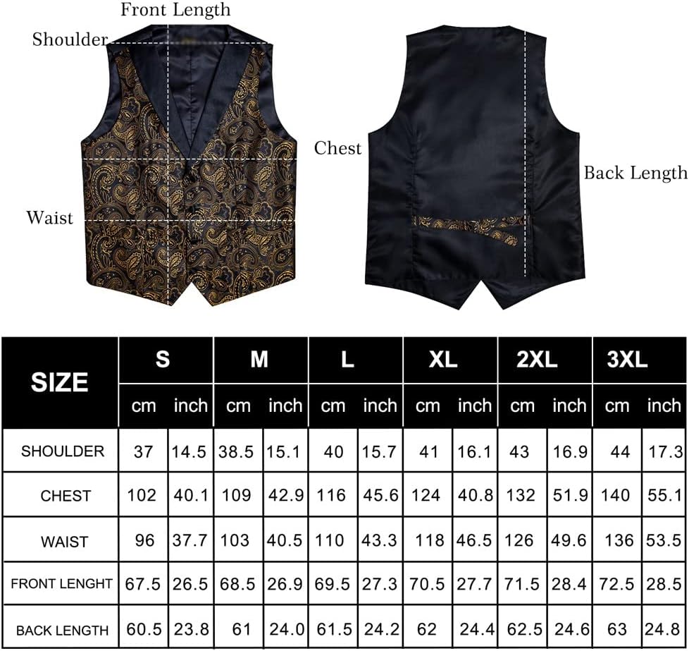 FMURY Suit Vest Suit Men's Silk Vest Tie Cufflink Handkerchief Suit Men's Sleeveless Vest