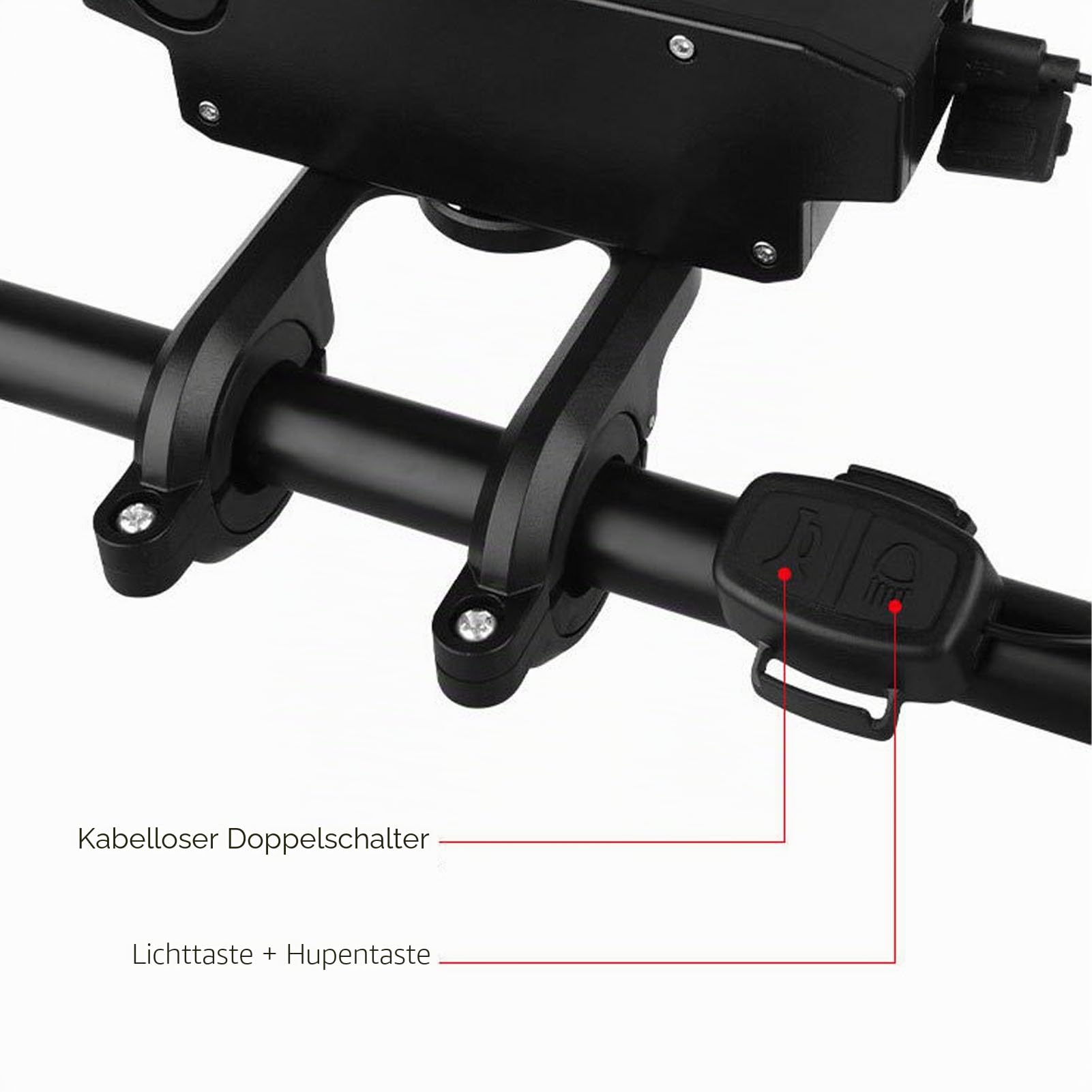 Alomejor Fahrradlicht, 8 LEDs, Wiederaufladbarer USB-Scheinwerfer mit Hupe, 6 Modi, Powerbank-Funktion, IP44 Wasserdicht, für die Sicherheit von Mountainbike- und Off-Road-Fahrrädern