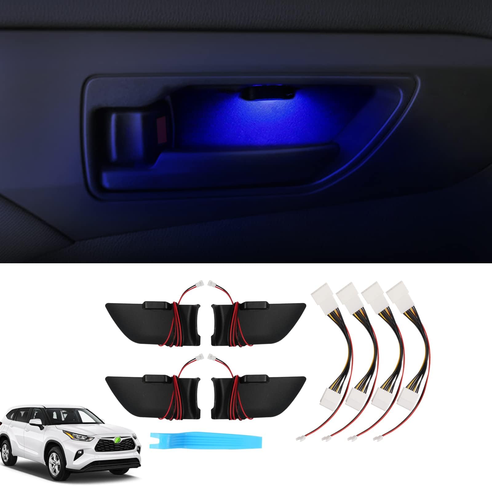 Powerty Compatible with LED Light Toyota Highlander 2024 2023 2022 2021 2020 Accessories Inner Door Handle Bowl Mood Lighting Decorative Interior Lamp 4PCS Blue…