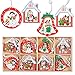 Produktbild 24 Stück Weihnachtsdeko Anhänger Holz Hängeornamente mit Weihnachtshütte und Christbaumkugel Muster Weihnachten Anhänger Deko für Weihnachtlicher Baumschmuck Christbaum Dekoration usw. ( 4 Stile )