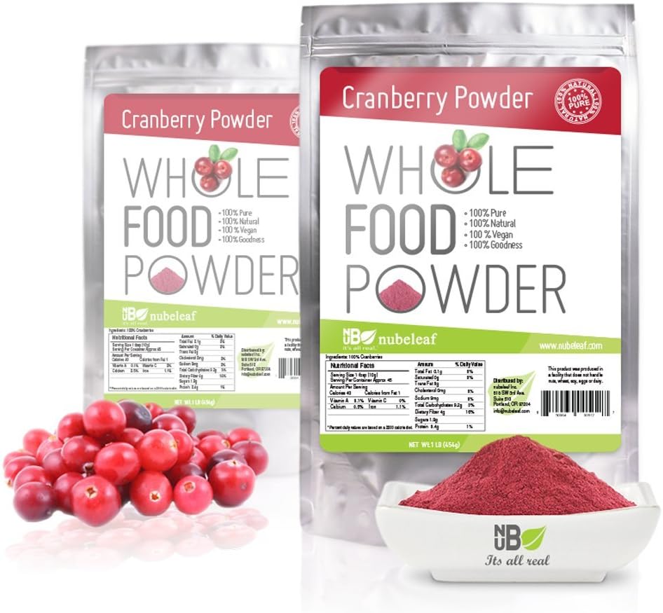 Whole Fruit Cranberry Powder. 3lb Bulk Pouches. Vegan. 100% Pure Cranberries, No Fillers, Preservatives or Additives - Add a Natural Tangy Flavor to Smoothies, Sauces, Yogurt, Drink Mix and Baked Goods