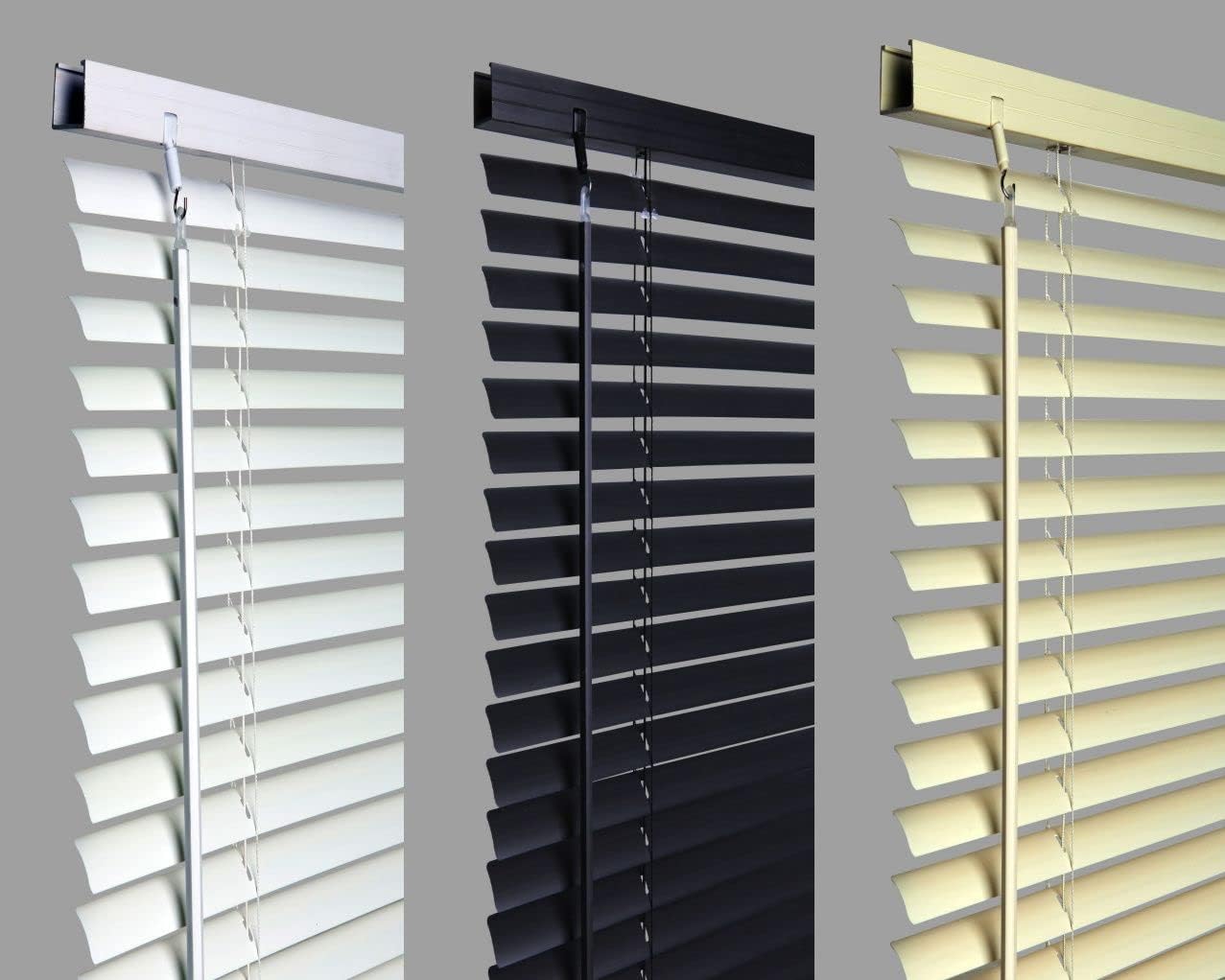 New 135cm BLACK Pvc Venetian Blinds, AVAILABLE IN 10 SIZES AND 3 COLOURS .. Original "umlout ยฉ" branded