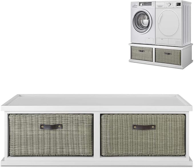 Tetbury white washing machine and dryer pedestal. Double washing