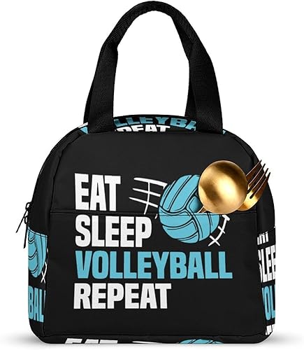 Miniatura 3 de Eat Sleep - Lonchera de voleibol y repetición para mujeres y hombres, bolsa de almuerzo aislada, reutilizable, bolsa de almuerzo