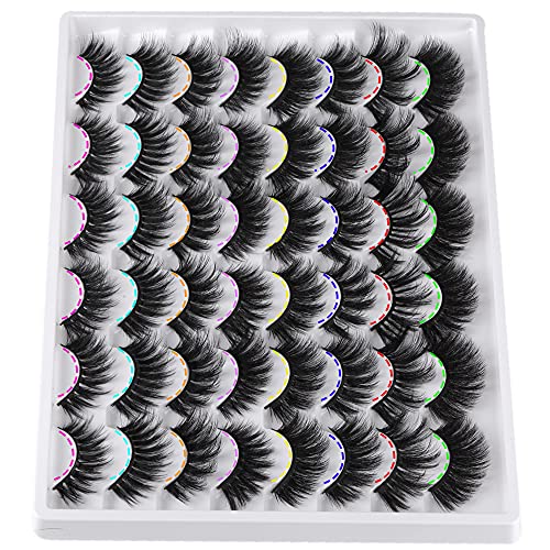 False Eyelashes 24 Pairs 20MM Faux Mink Lashes Dramatic 8 Styles Lashes Pack Thick Fluffy Volume Fake Eyelashes 6D Wispy Strip Crossed Eye Lashes Wholesale Bulk by Boahankuke