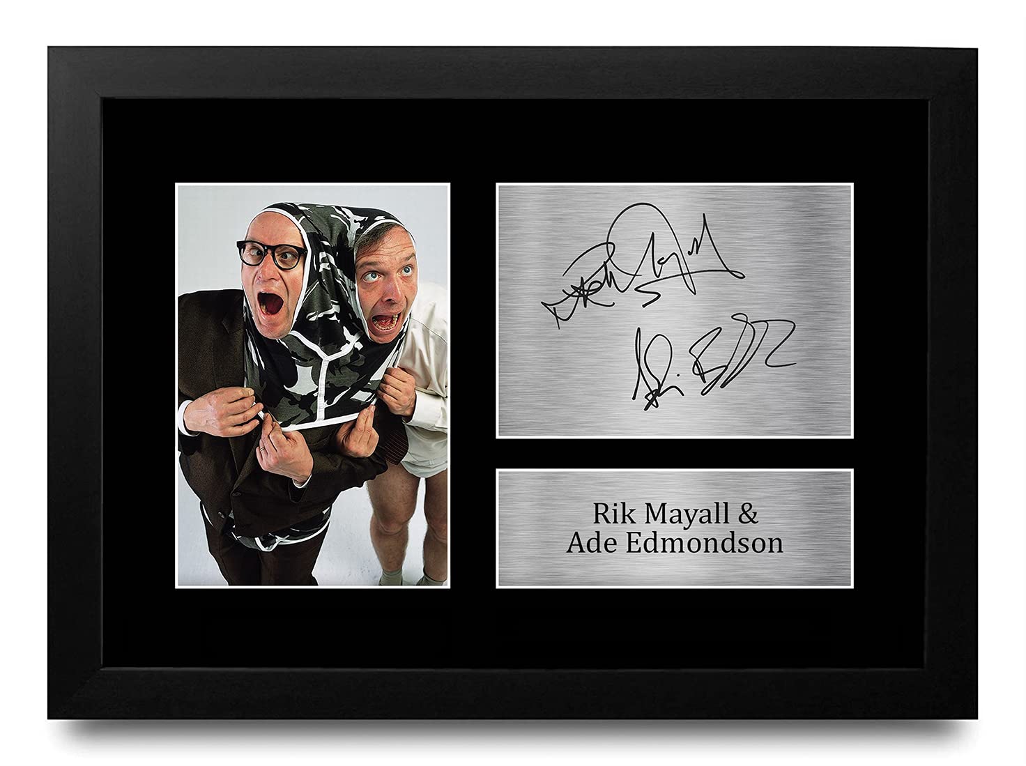 HWC Trading FR Bottom Gifts Rik Mayall Gifts and Ade Edmondson Signed FRAMED A4 Printed Autograph Eddie Richard Print Photo Picture Display