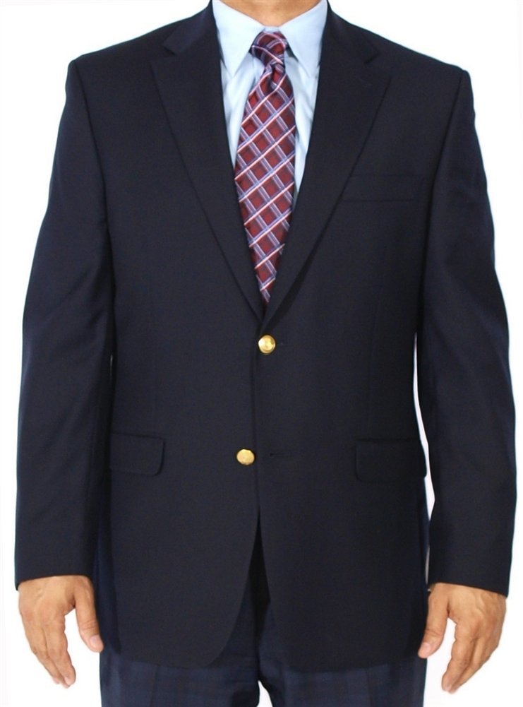 Big and Tall Premium Travel Passport Blazer Wool Blend in Navy to Size 60