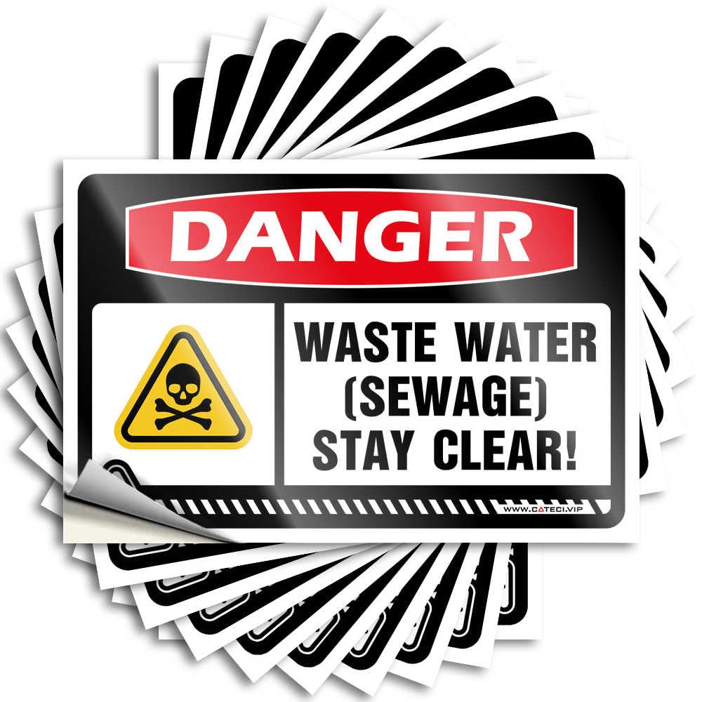 Car Accessories Danger Waste Water Stickers 10Pcs Decals for Cars Funny Sogns(8X12CM)