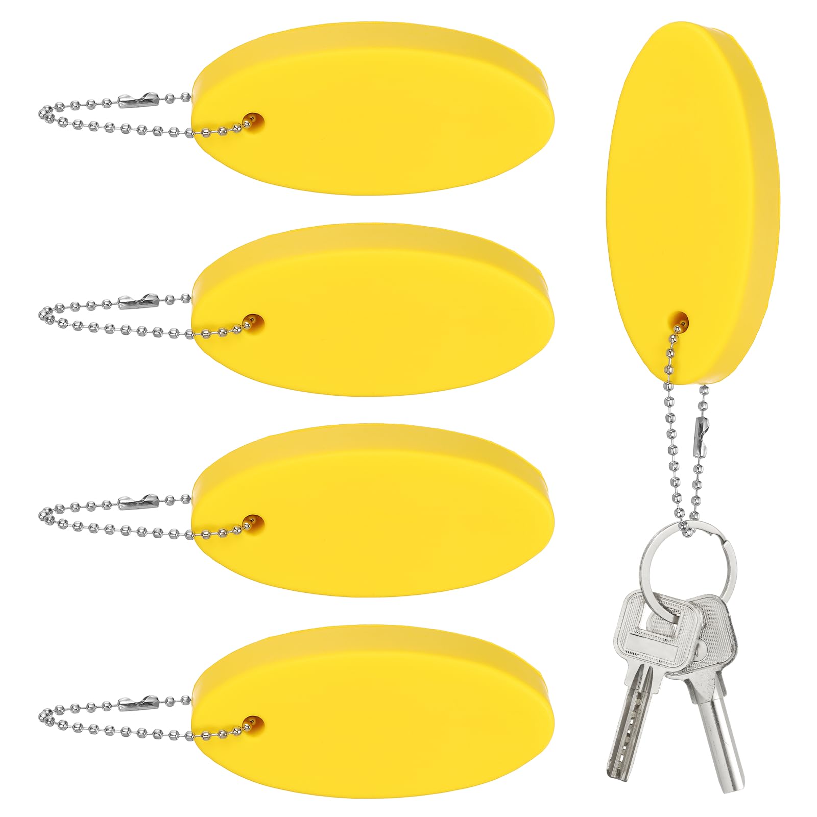 YELARXI Floating Keychain, Bright Color Key Float Keyring Holder Waterproof Float Boat Keys Pendant 5Pcs & Yellow-Fitting For(Boating/Fishing/Swimming/Kayak/Water Sports)