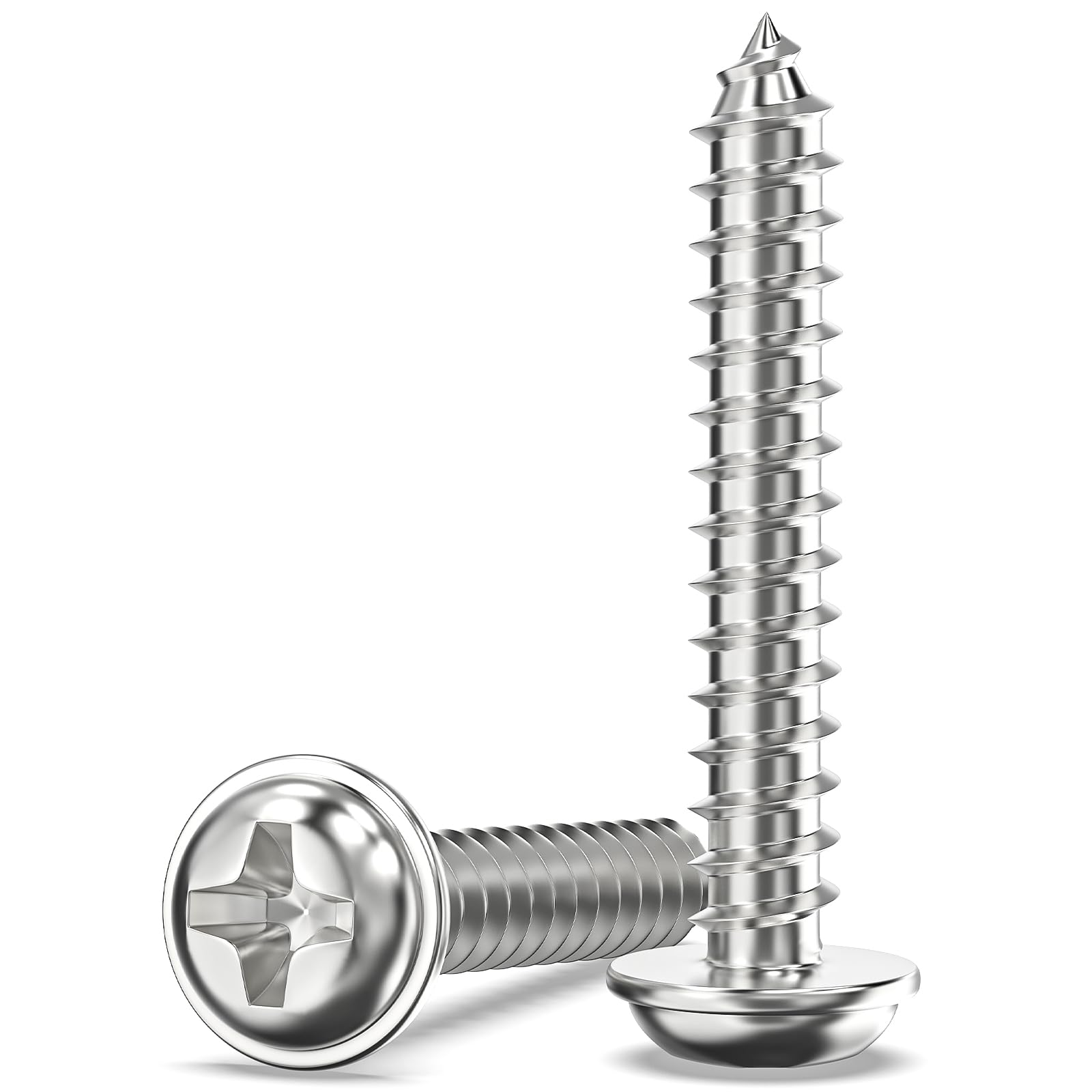 Valorada 100Pcs M4 x 25mm Screws for Wood, Modified Truss Head Self Tapping Screws, Phillips Drive, 304 Stainless Steel