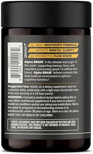 Miniatura 7 de ONNIT Alpha Brain Premium - Suplemento nootrópico para el cerebro para hombres y mujeres, cápsulas de enfoque sin cafeína para concentración,