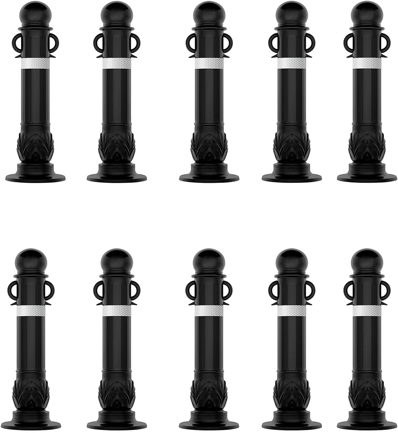 WDSOPK Traffic Delineator Post Delineator Safety Cone Post Reflective Traffic Delineator Post, Safety Barrier with Hanging Ears, Parking Posts Construction Cones, Parking Lot Safety Barri（10 pieces）