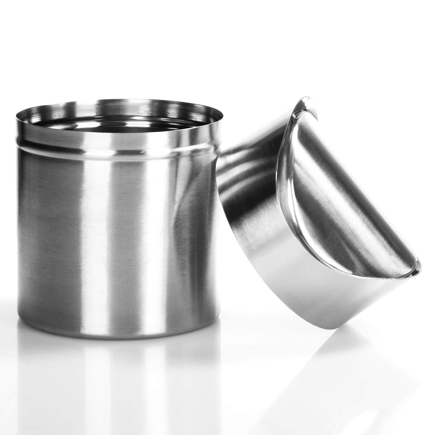 Afvalemmer met deksel, mini roestvrij stalen tafelafvalemmer, prullenmand desktop, 1,2 l, tuimelemmer, cosmetica-emmer, roestvrij staal, tafelafvalemmer voor thuis, kantoor, wastafel (zilver