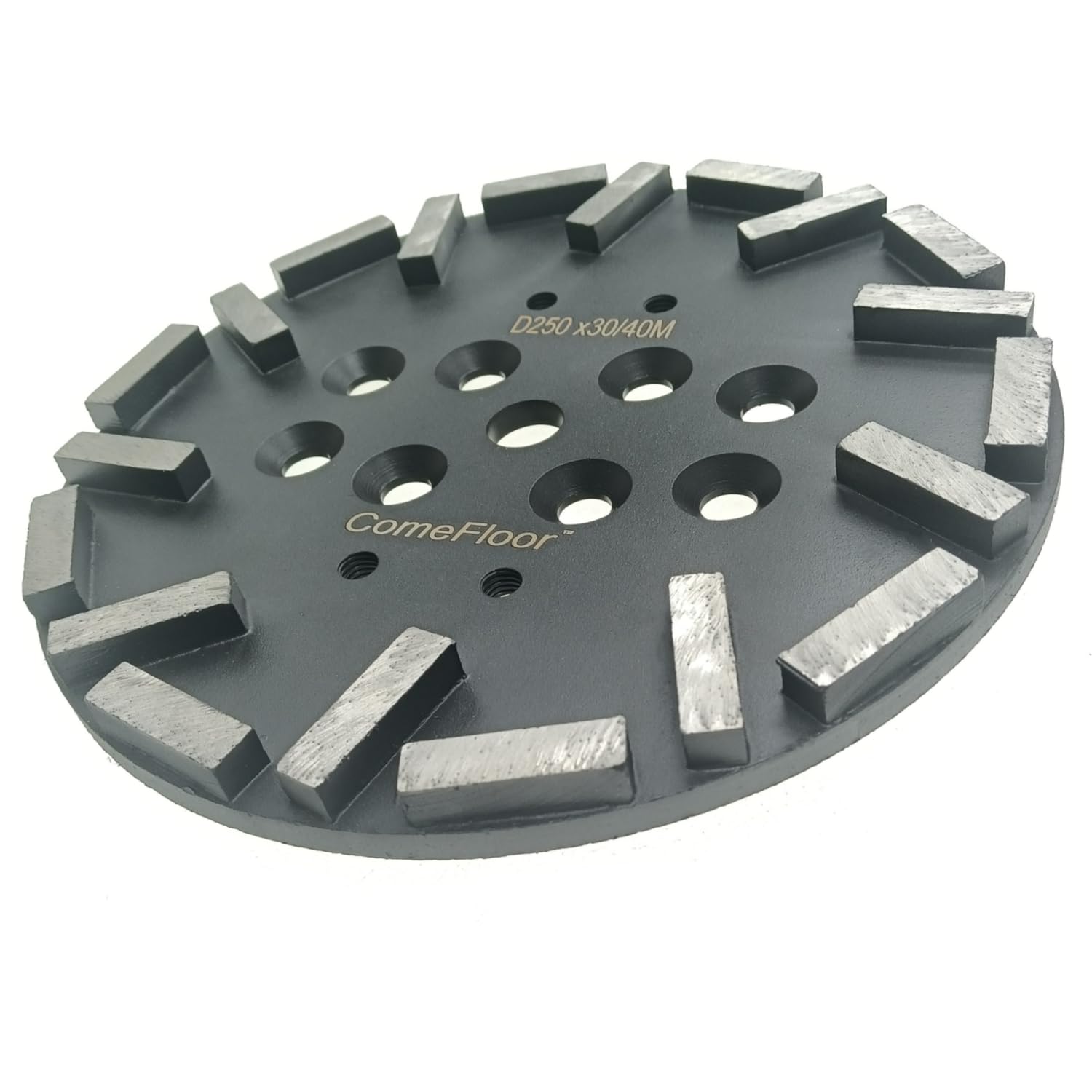 Placa de molienda de diamante de 10 pulgadas para suelo de hormigón, disco de 20 segmentos compatible con amoladoras Edco Husqvarna Blastrac MK, grano 30/40 de unión media