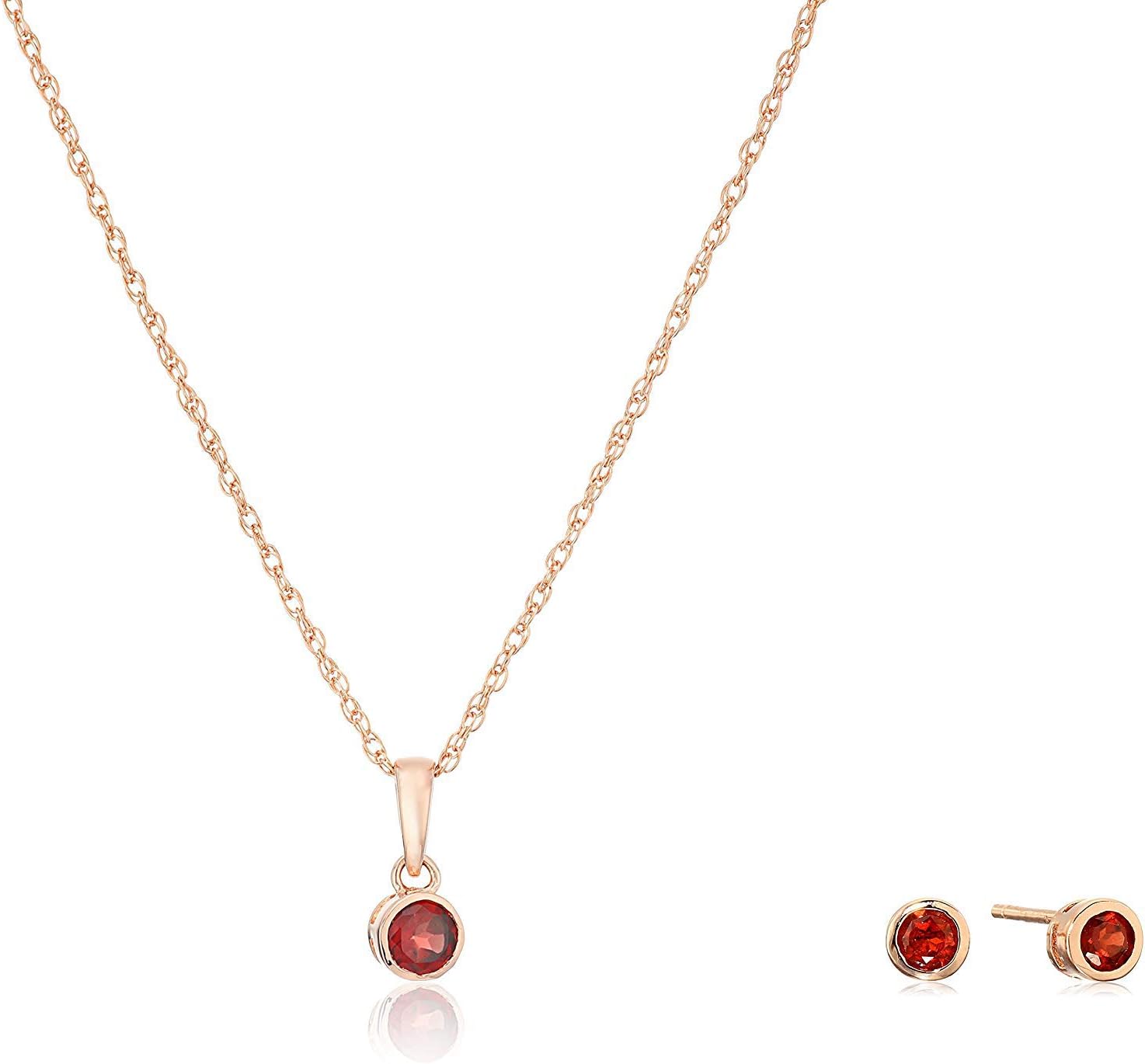 MORGAN & PAIGE .925 Sterling Silver 18K Gold or 14K Rose Gold or Rhodium Plated Dainty Birthstone Petite Stud Earrings and 16" Pendant Necklace Jewelry Set - Stud Earrings and Necklaces for Women