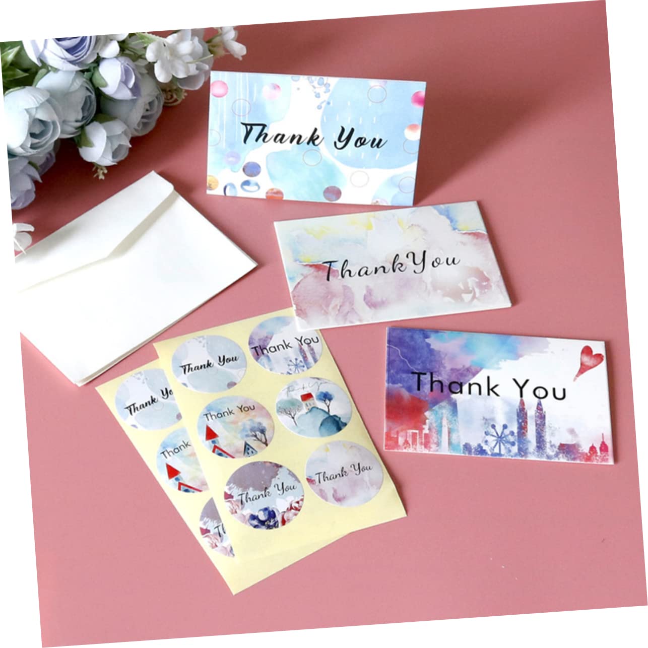 STOBOK 48sätze Dankeskarten Dekorativem Design Mit Umschlägen Und Stickern Danksagungen Für Hochzeiten Feiern Und Besondere Anlässe Geeignet Für Babygeschenke Und Mehr