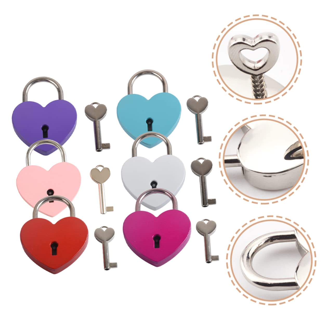 Lurrose 3 Set Coppia Lucchetto Forma Lucchetti Carino Mini Cuore Blocchi Di Sacchetti Serrature Per Valigie Con Chiavi Lucchetto Dell'armadietto Metallo 6 Pezzi*3