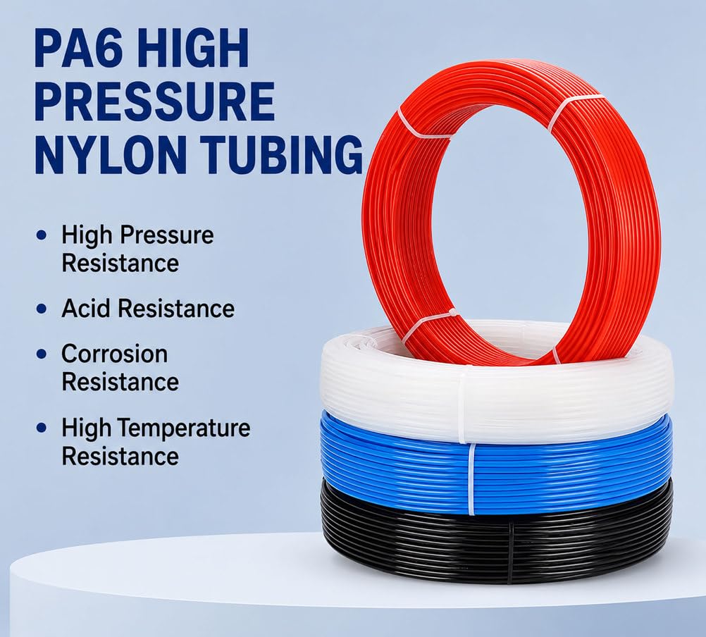 Tubo in Nylon Bianco PA6 6 Mm Ø X 100 M Tubazione Pneumatica Ad Alta Pressione
