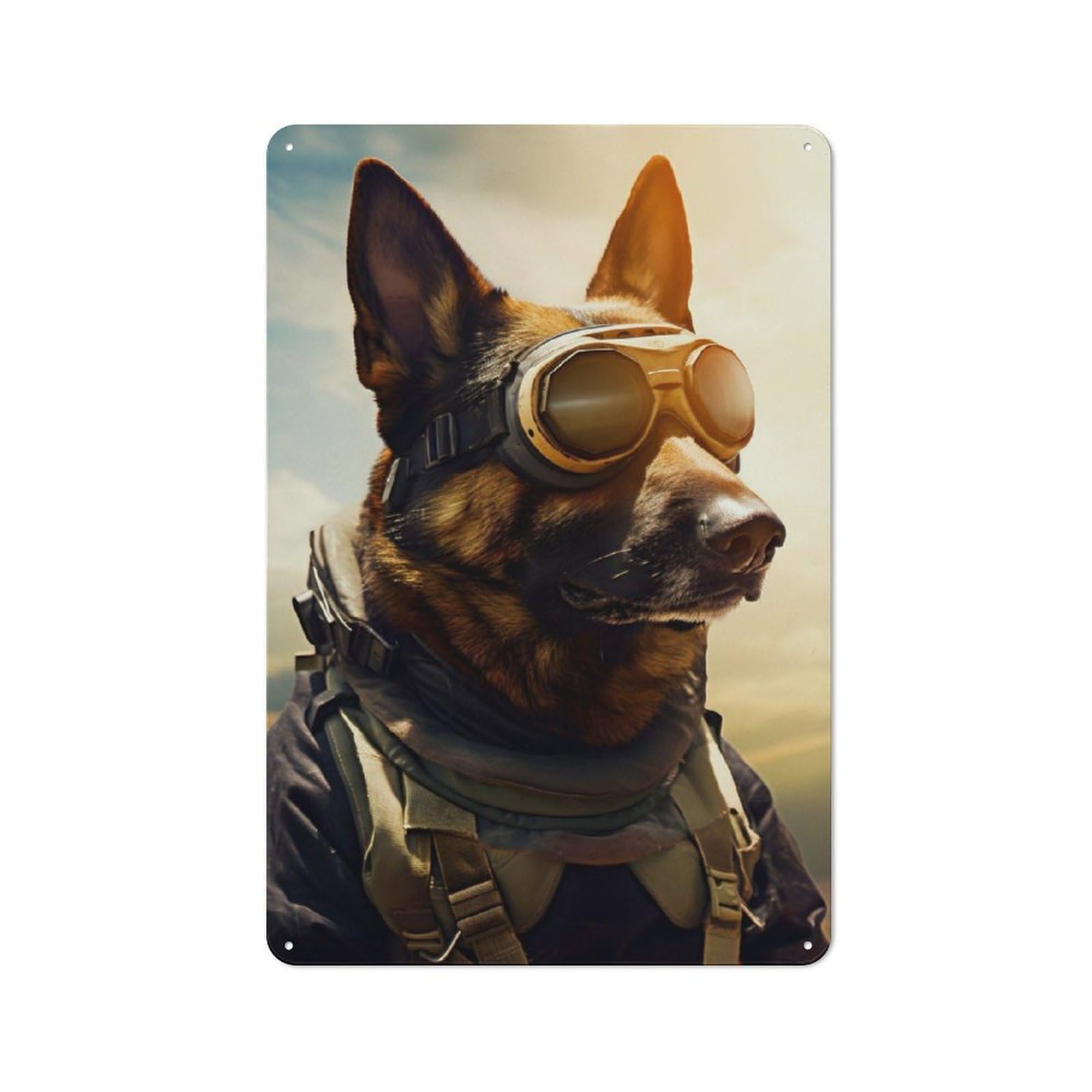 Junmoney War Dog Retro Metal Wall Sign 30X20cm Featuring For Hallway Wall, For Garage, Workshop And Man Cave Decoration