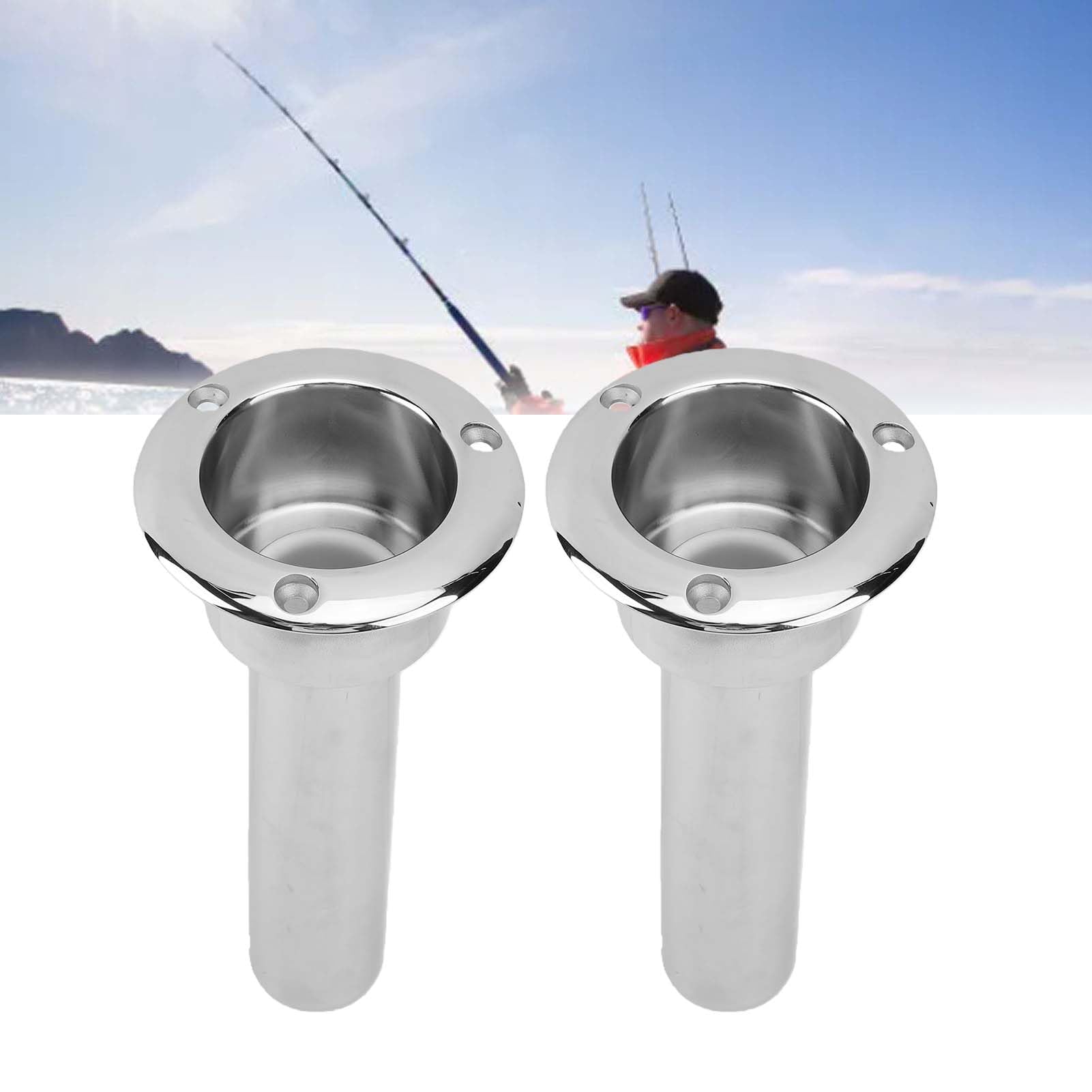 Luocute Portacanna da Pesca da Barca a Incasso, Supporto per Canna da | Acciaio Inox 316 Lucido, Testa da 78 Mm, Flangia 0/15/30°, Fori e Fermo