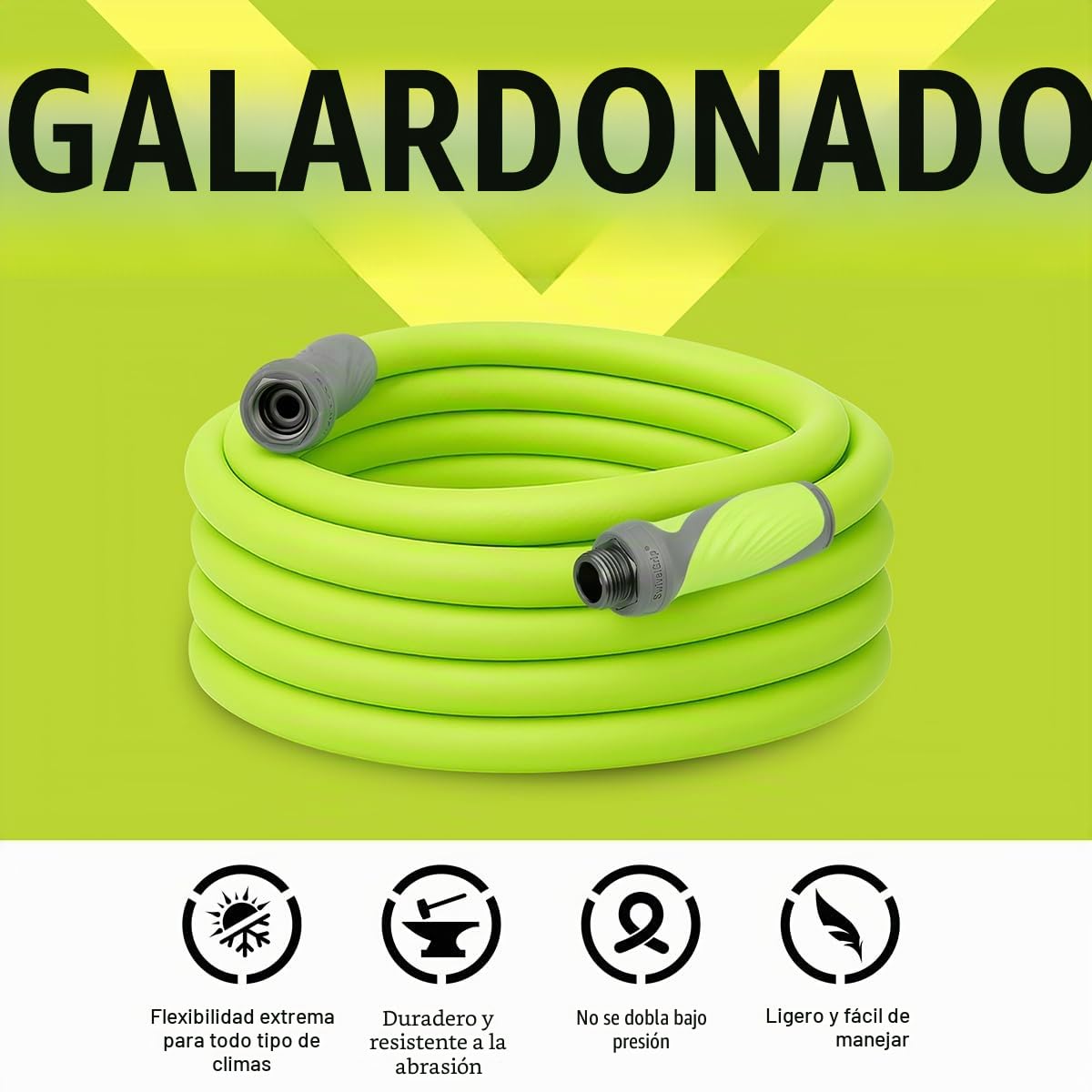 Flexzilla Manguera de jardín con agarre giratorio, 5/8 pulgadas. x 50 pies, resistente, ligera, segura para agua potable, ZillaGreen - HFZG550YWS-E