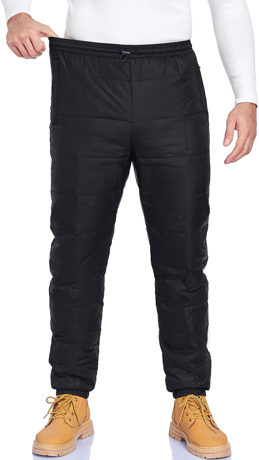 YEEFINE Men's Snow Pants Winter Warm Down Pants Insulated Utility Puffer Pants Ski Camping Trousers - Image 6