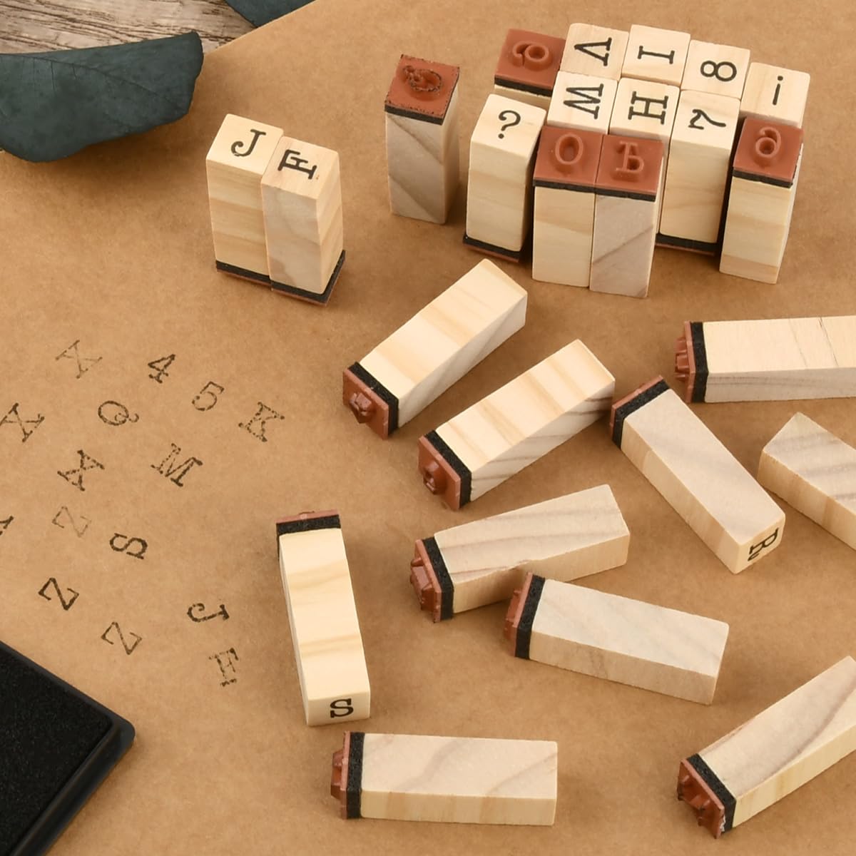 40 Pzs Sellos de Letras, OctBird Sellos de Madera con Letras,Sellos de Caucho de Madera Para Para Cuadernos de Bricolaje,Tarjetas de Felicitación,álbumes de Recortes más Tarjetas Sellos de Madera