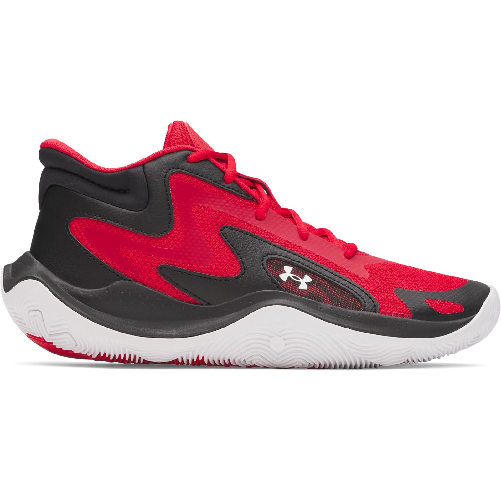 Under Armour Unisex Jet 25, Durable and Comfortable Basketball Shoes with Rubber Outsole, Basketball Trainers with Cushioned Micro G® Midsole,Red / Black / White,12.5