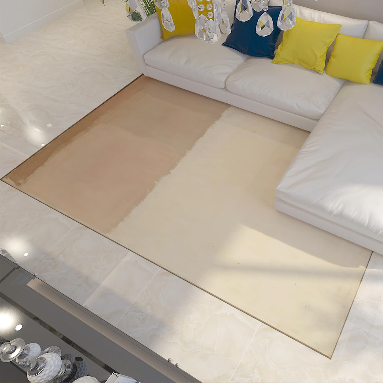 Tapis moderne en blocs de couleur beige 160x200cm aux finitions soignées